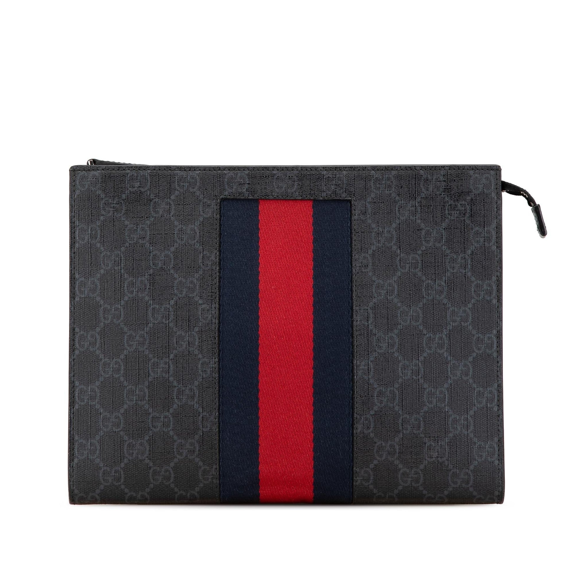 Gucci GG Supreme Web Canvas Black Clutch Bag Web Clutch