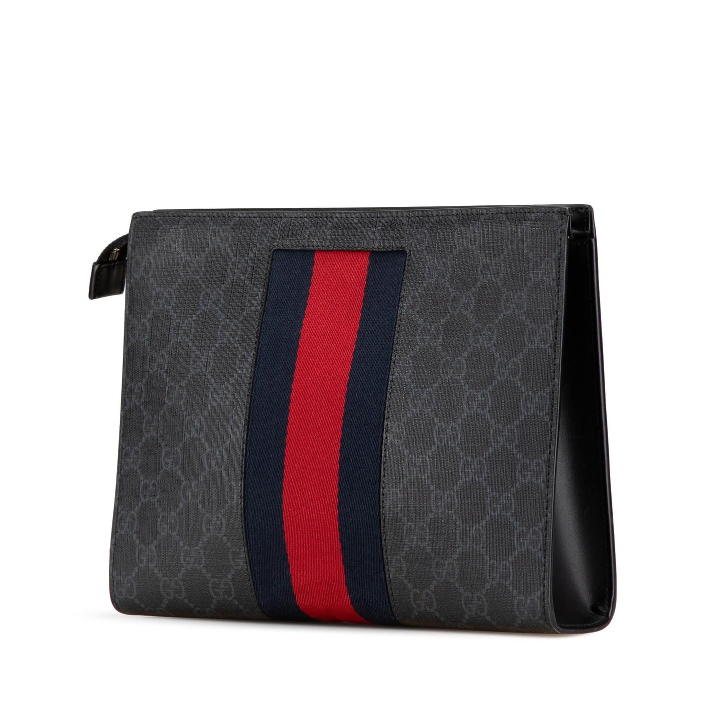 Gucci GG Supreme Web Canvas Black Clutch Bag Web Clutch