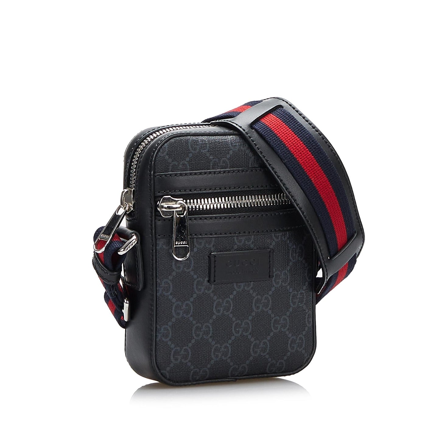 Gucci GG Supreme Web SHG-jJ8xAz Canvas Calf Black Crossbody Bag
