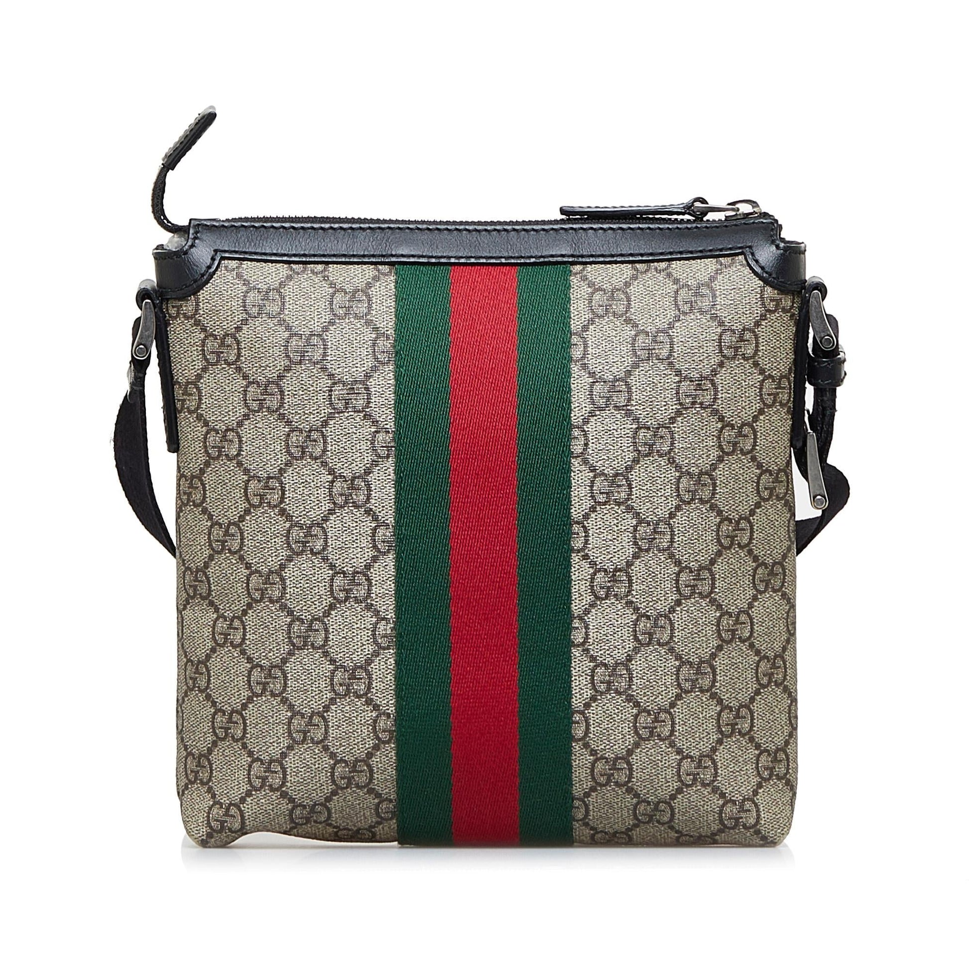 Gucci GG Supreme Web SHG-0RcW81 Canvas Calf Brown Crossbody Bag