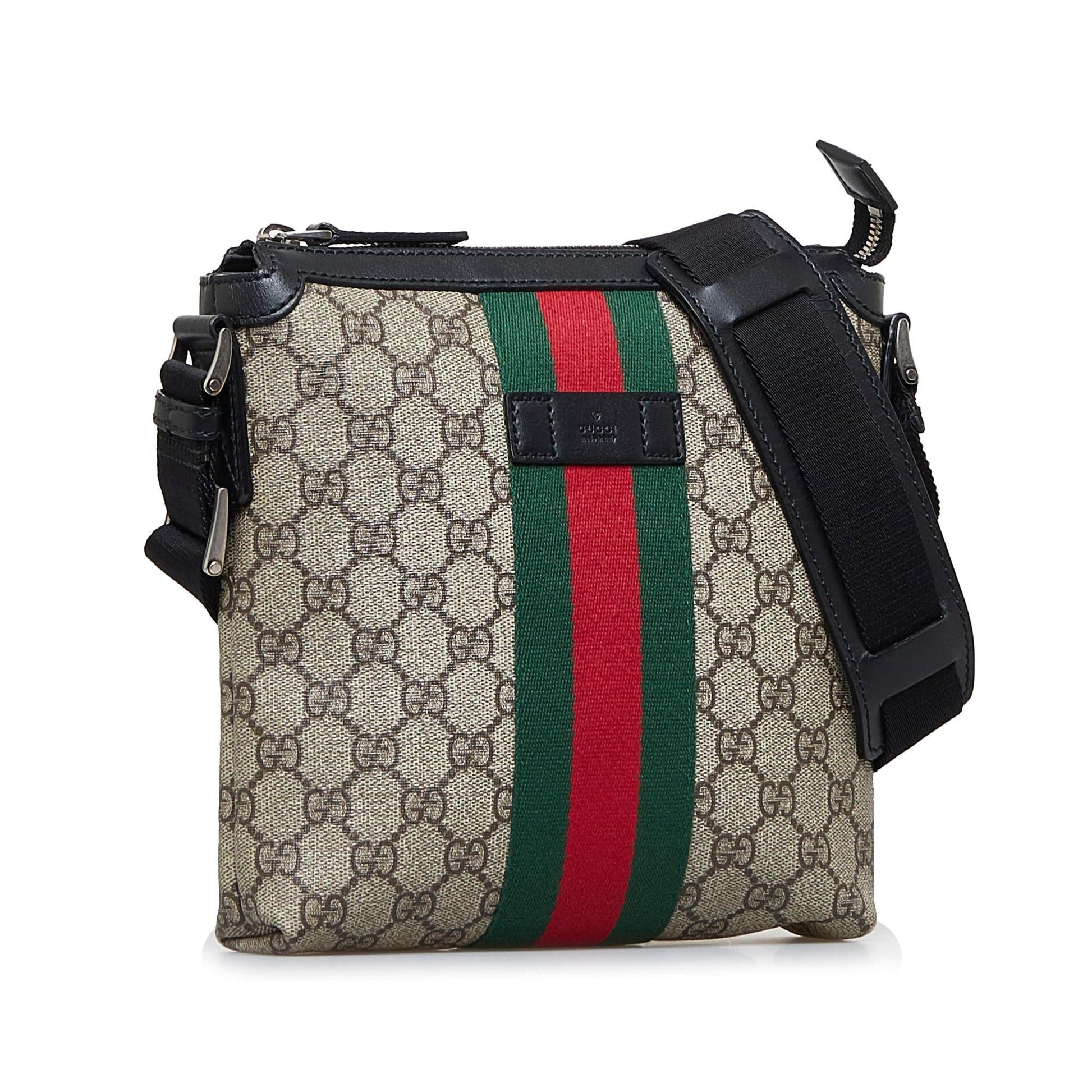 Gucci GG Supreme Web SHG-0RcW81 Canvas Calf Brown Crossbody Bag