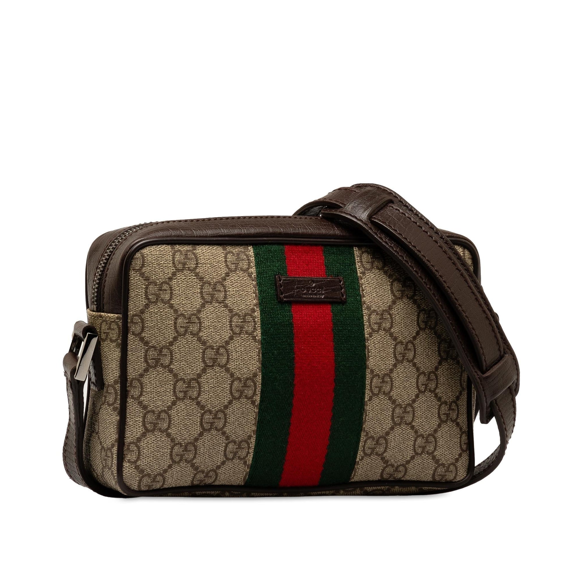Gucci GG Supreme Web SHG-KGktw8 Canvas Calf Brown Crossbody Bag