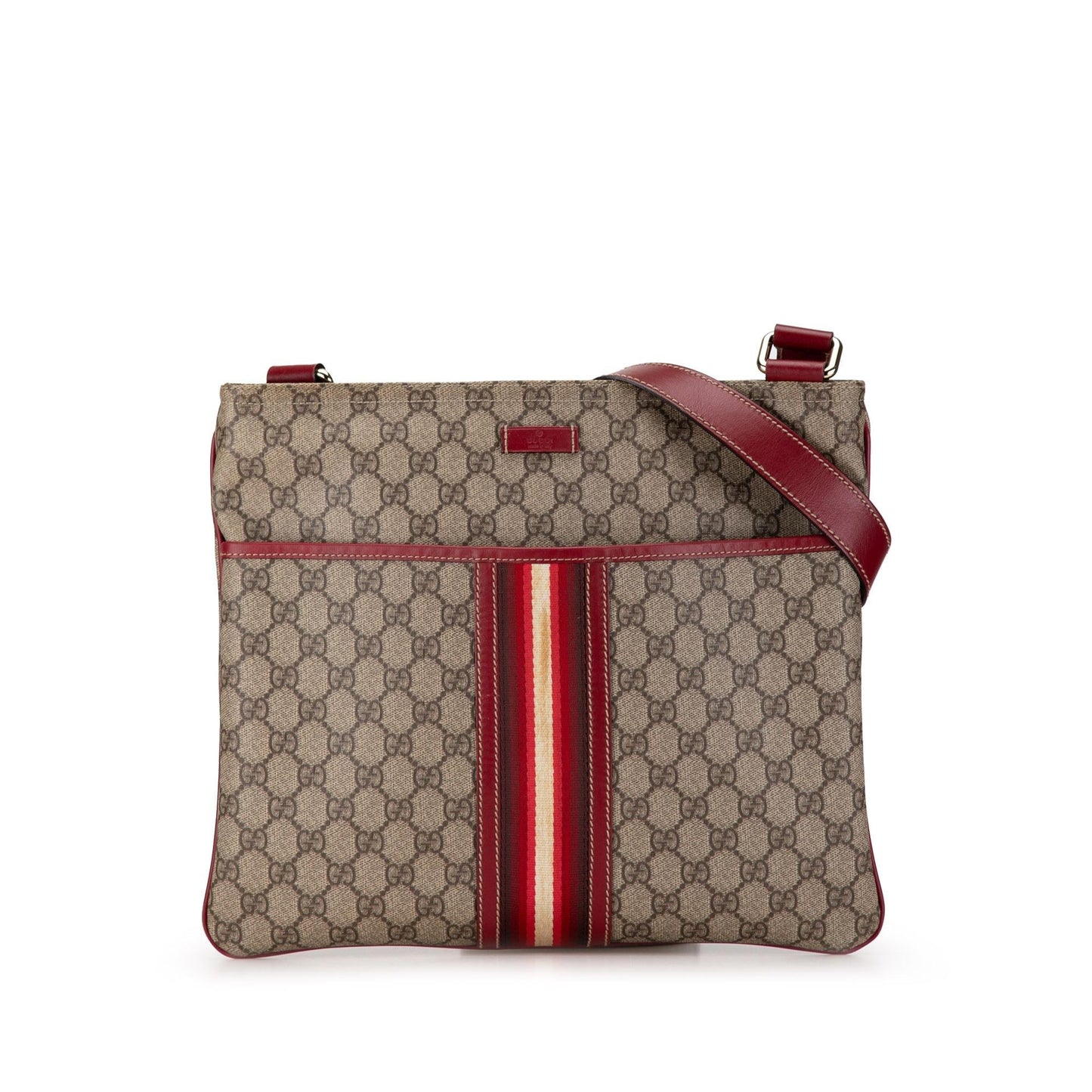 Gucci GG Supreme Web SHG-2dgY1o Canvas Calf Brown Red Crossbody Bag