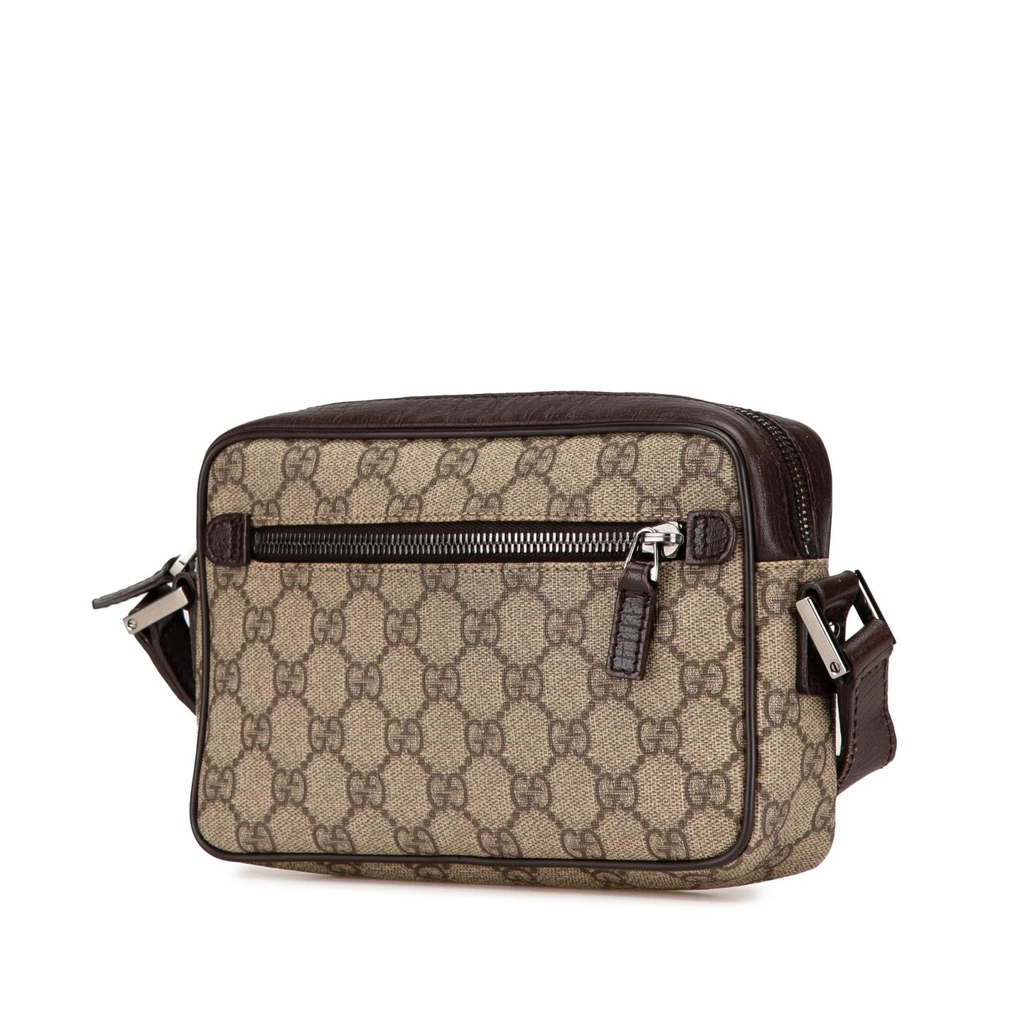 Gucci GG Supreme Web Canvas Calf Brown Crossbody Bag Web Crossbody