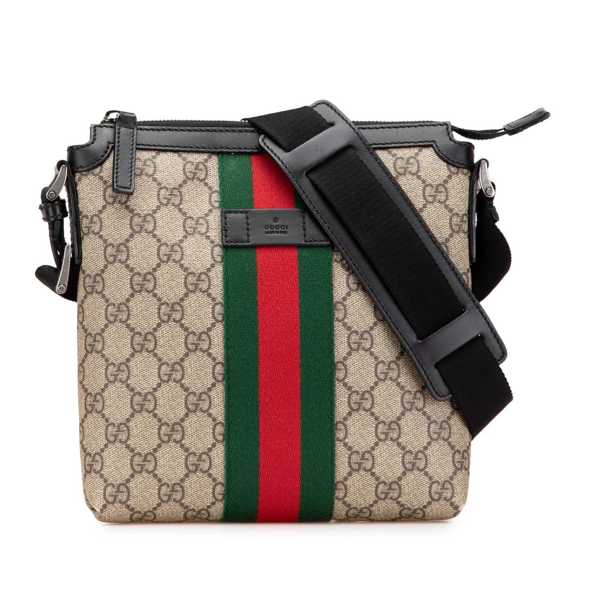 Gucci GG Supreme Web Canvas Calf Brown Crossbody Bag
