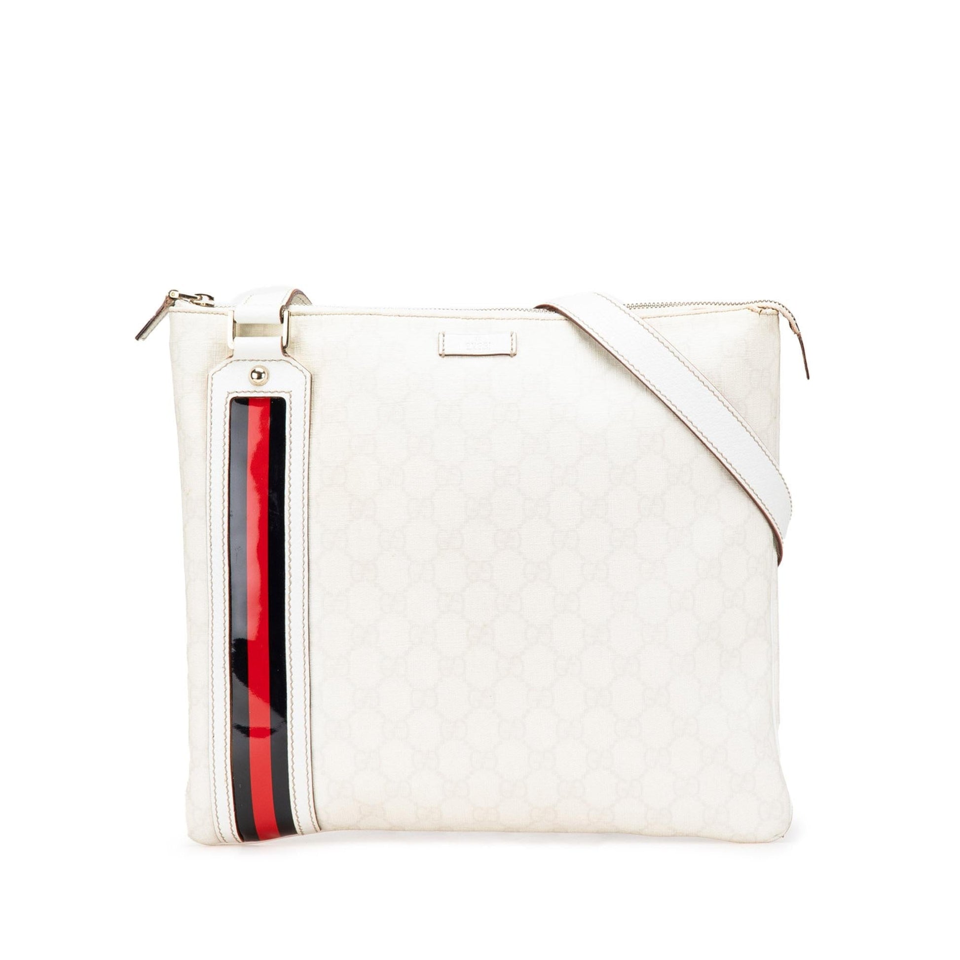 Gucci GG Supreme Web Canvas White Crossbody Bag