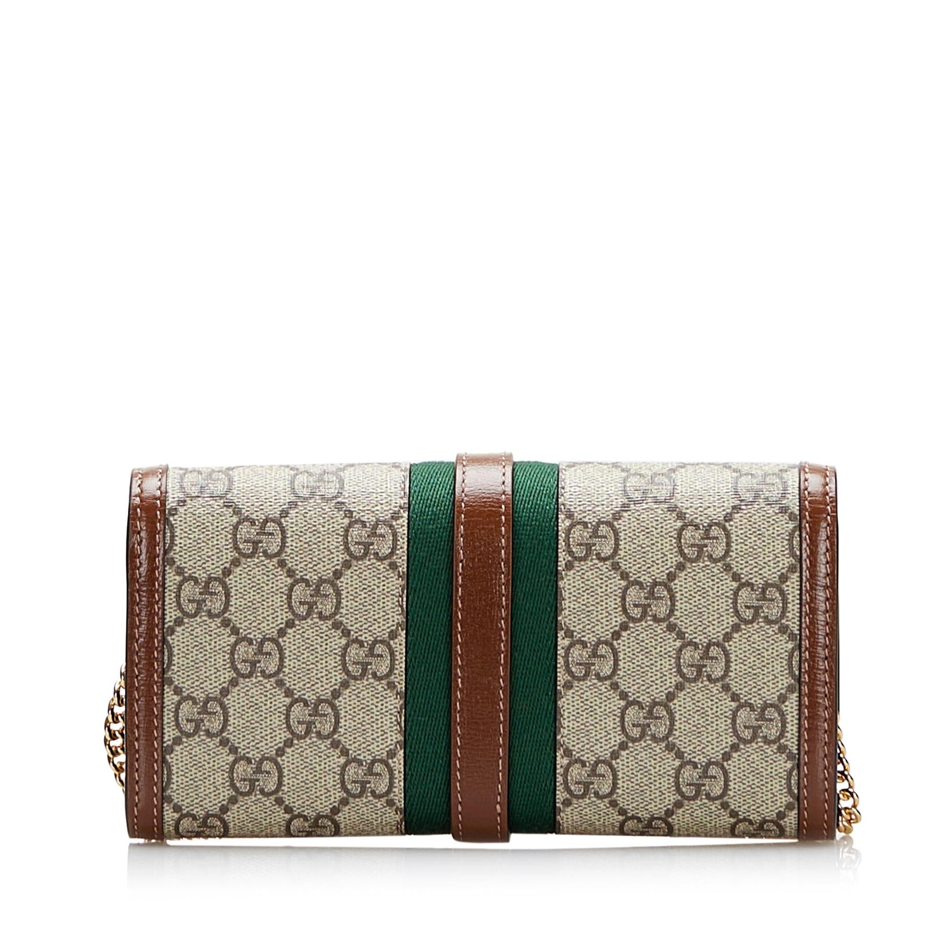 Gucci GG Supreme Web Jackie Wallet Canvas Brown Chain Crossbody Bag Shg 8J7Oxh