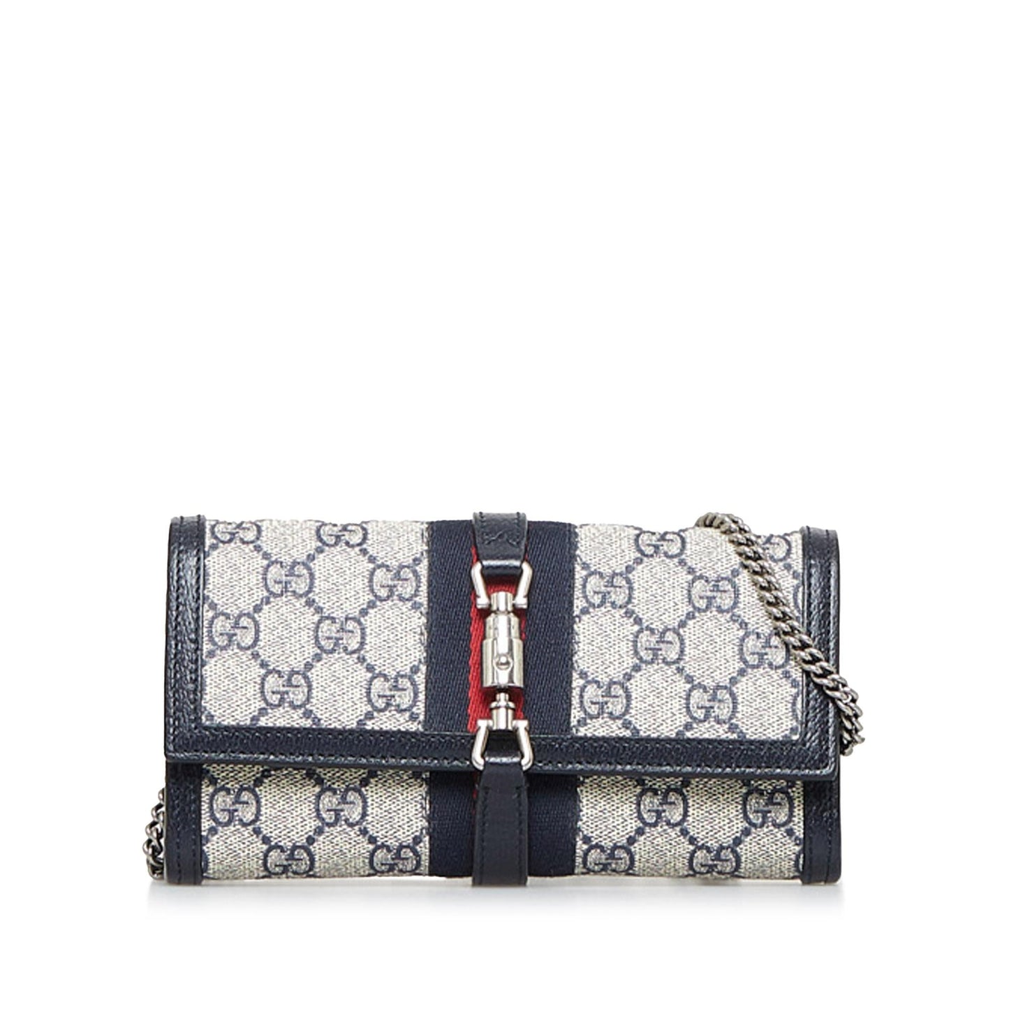 Gucci GG Supreme Web Jackie Wallet Canvas Brown Chain Crossbody Bag