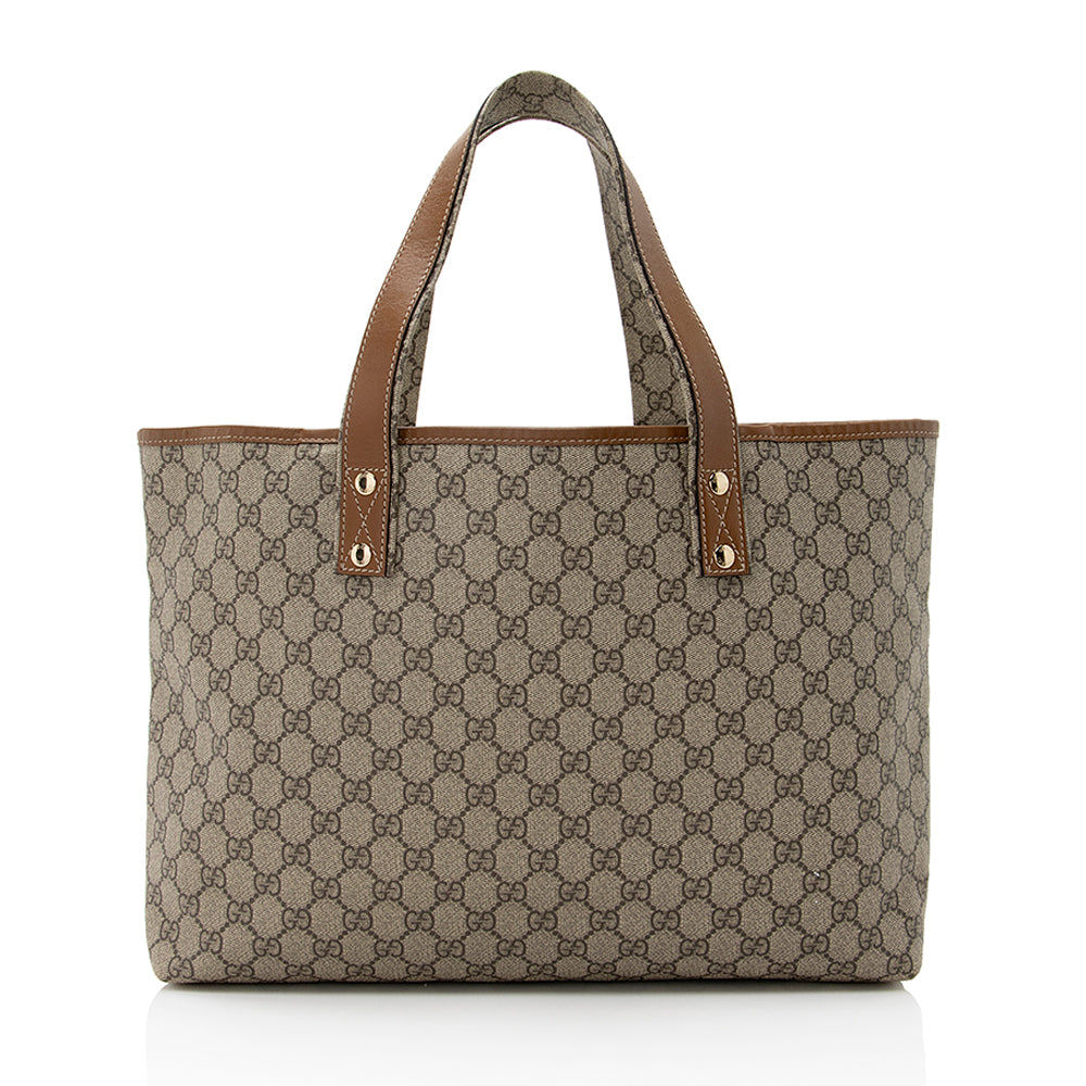Gucci GG Supreme Web Loop E Leather Canvas Nylon Brown Tote Bag 3