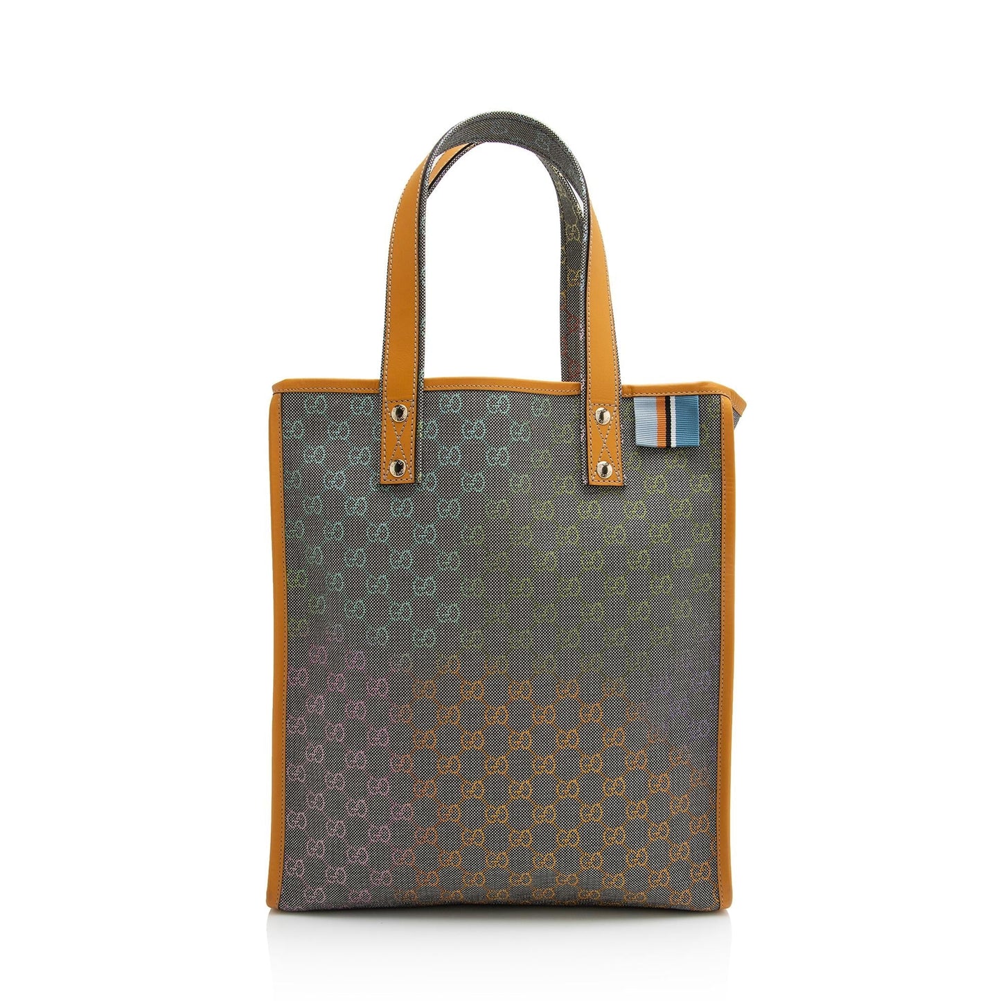 Gucci GG Supreme Web Loop N Leather Canvas Nylon Orange Tote Bag