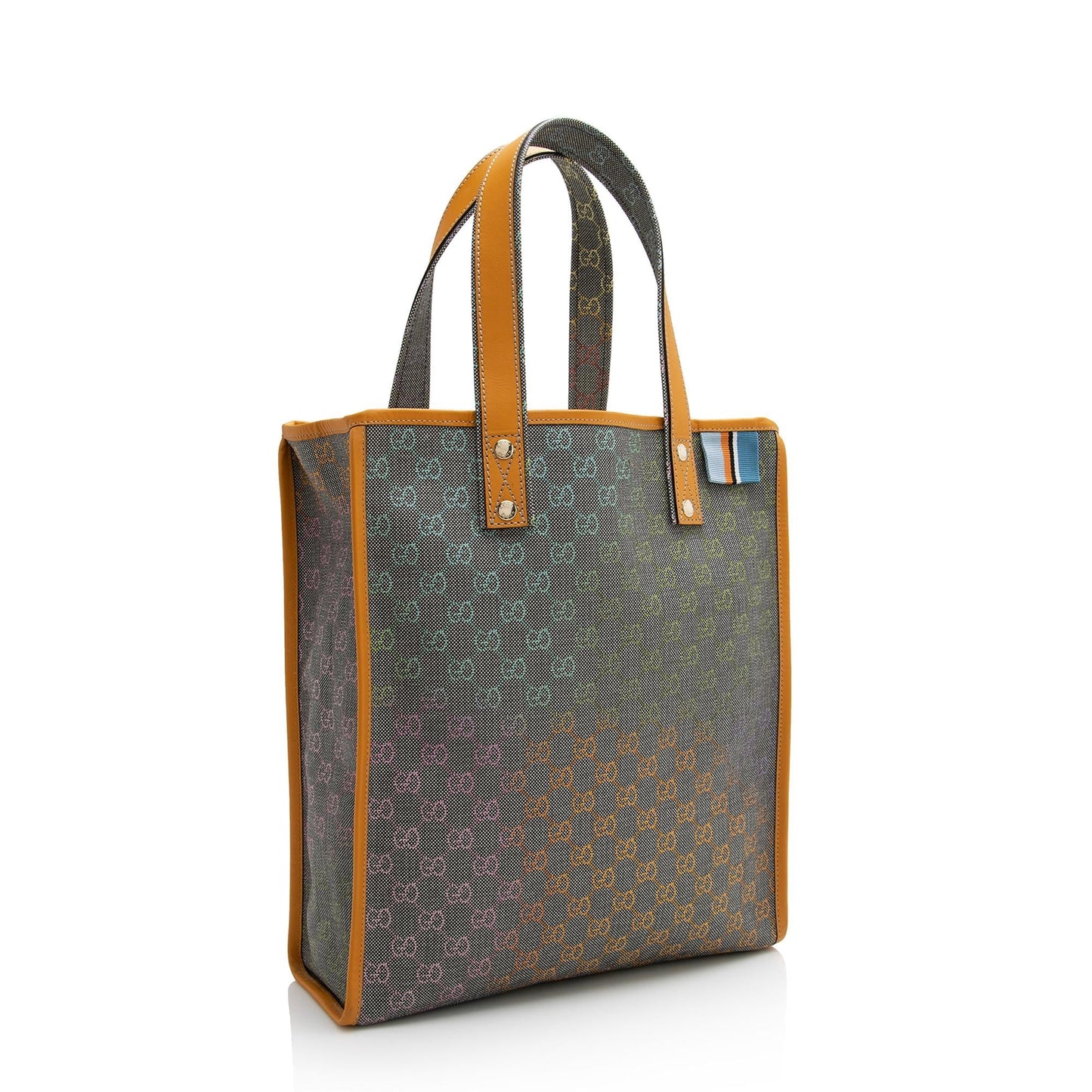 Gucci GG Supreme Web Loop N Leather Canvas Nylon Orange Tote Bag