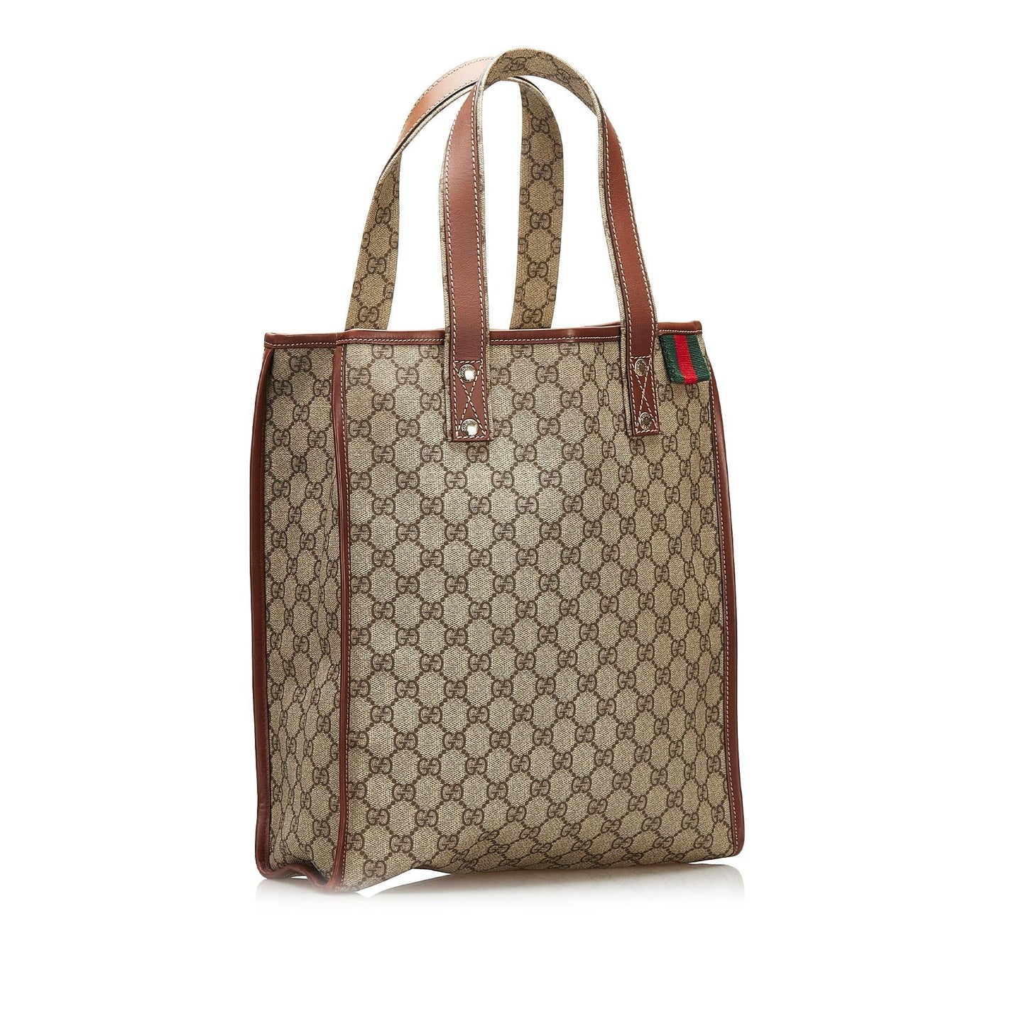 Gucci GG Supreme Web Loop SHG Canvas Brown Tote Bag