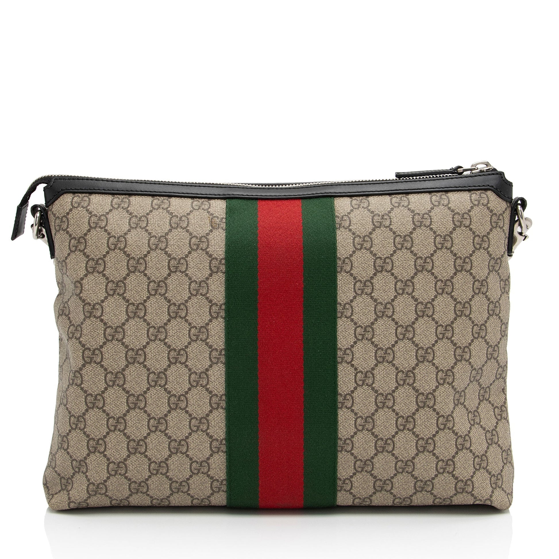Gucci GG Supreme Web Flat Square Leather Canvas Nylon Black Shoes Shf Gbtpja