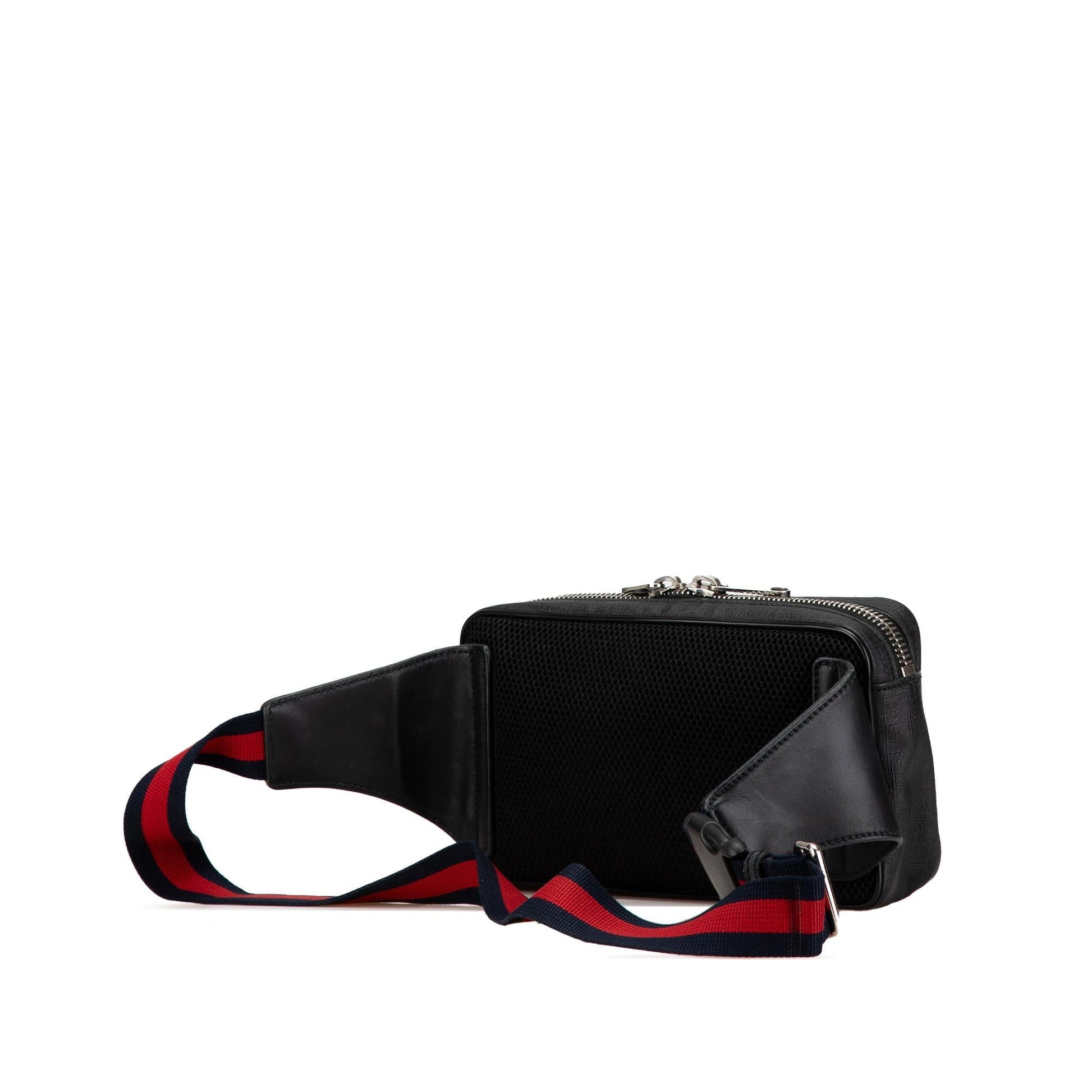 Gucci GG Supreme Web Night Courrier Canvas Calf Black Accessory