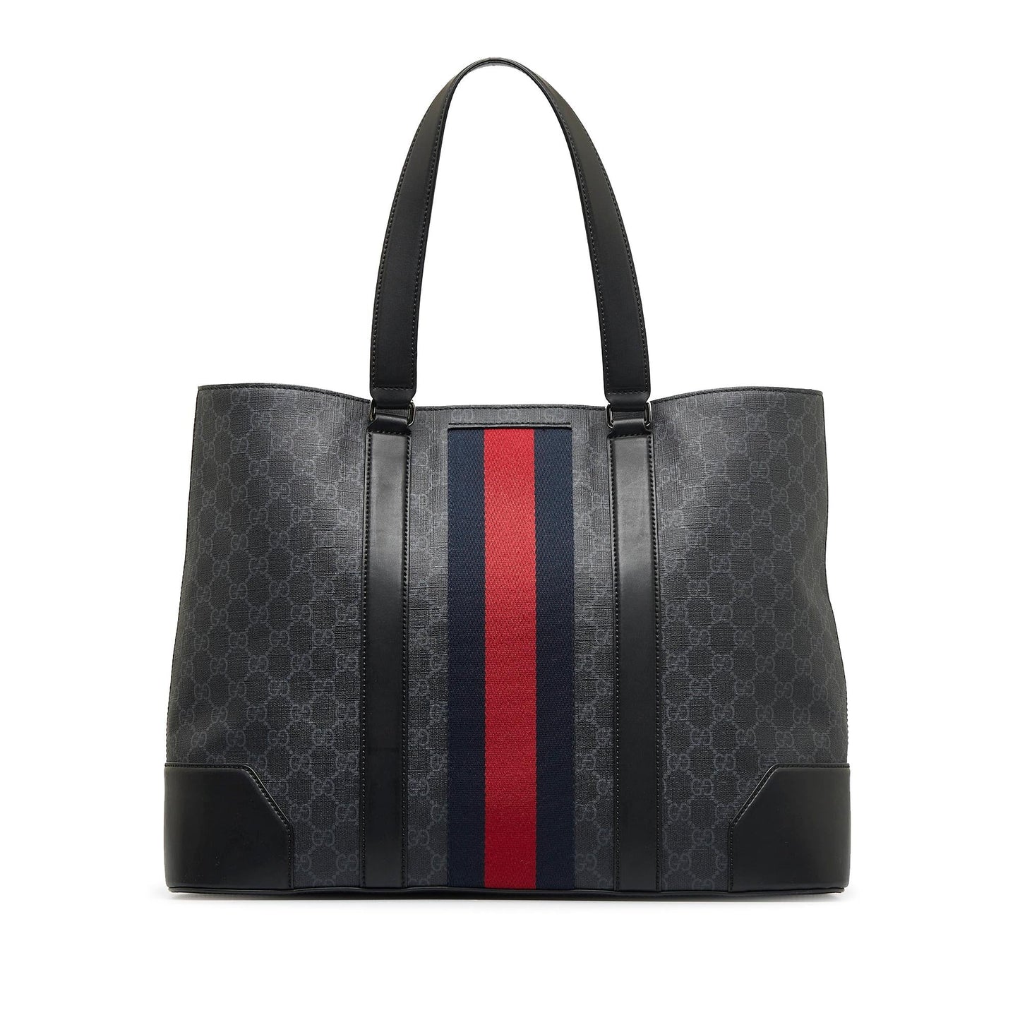 Gucci GG Supreme Web Open SHG-4XtANr Canvas Black Tote Bag