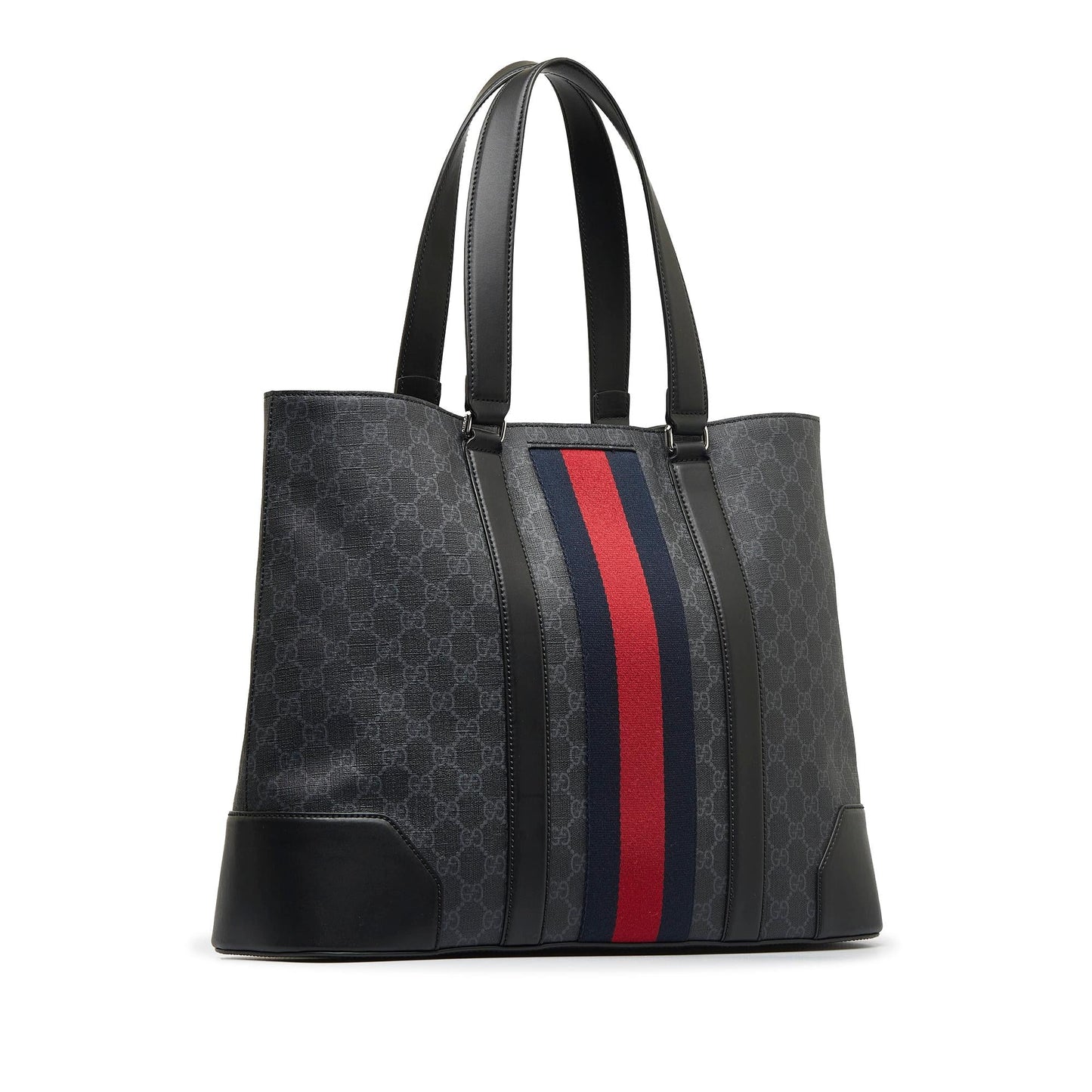 Gucci GG Supreme Web Open SHG-4XtANr Canvas Black Tote Bag
