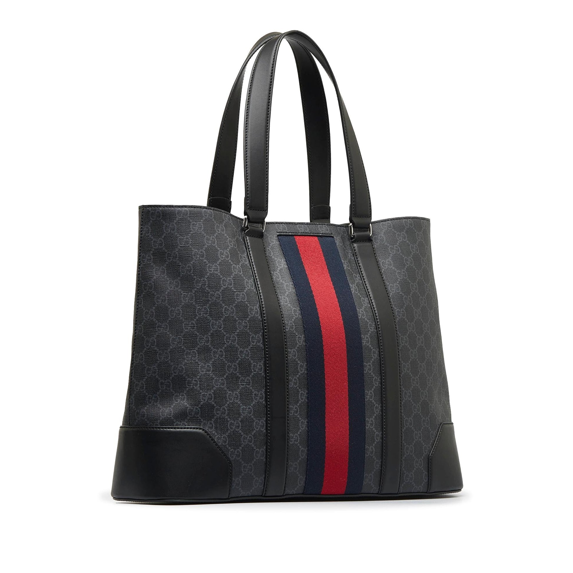 Gucci GG Supreme Web Open SHG-4XtANr Canvas Black Tote Bag