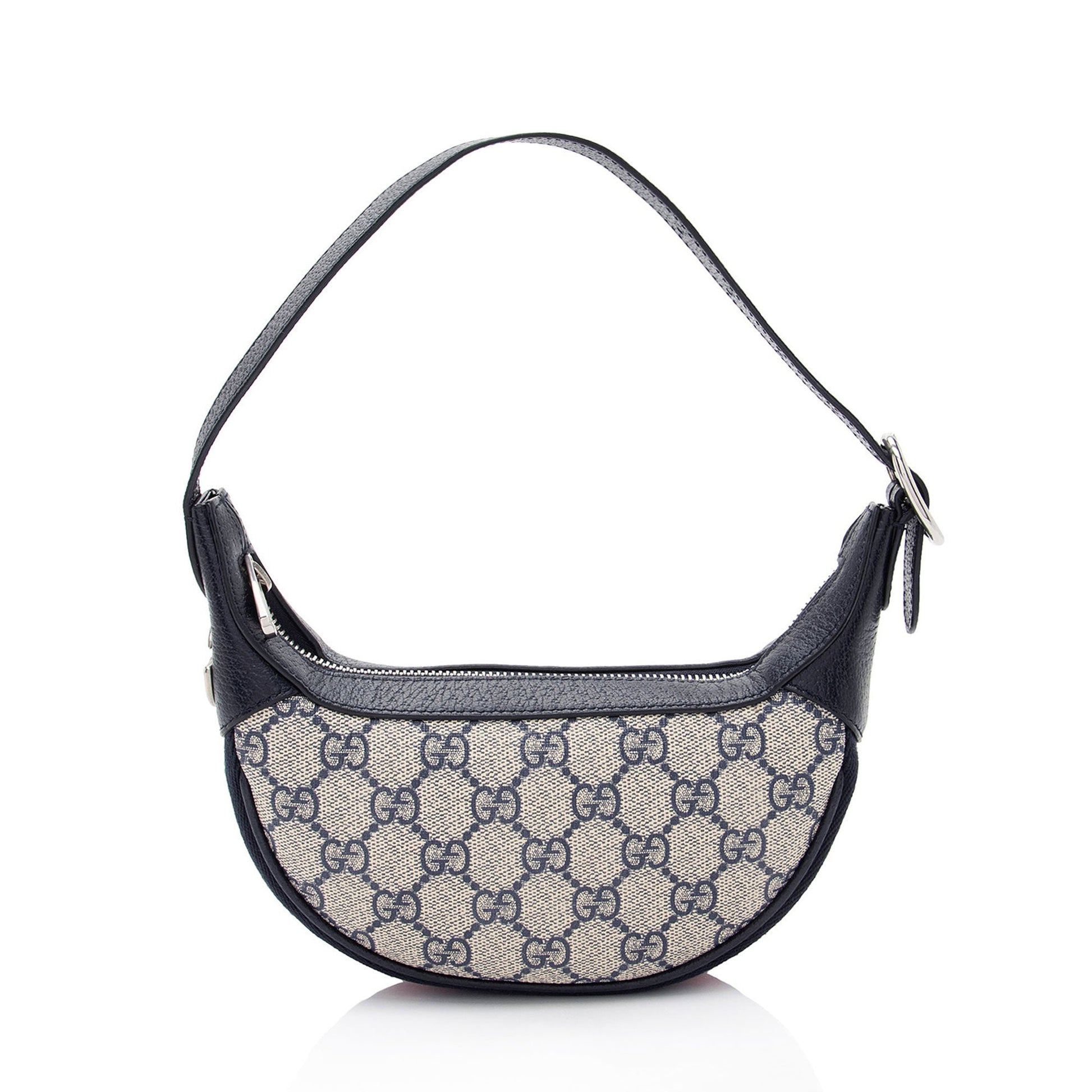 Gucci GG Supreme Web Ophidia Half Leather Canvas Nylon Beige Shoulder Bag