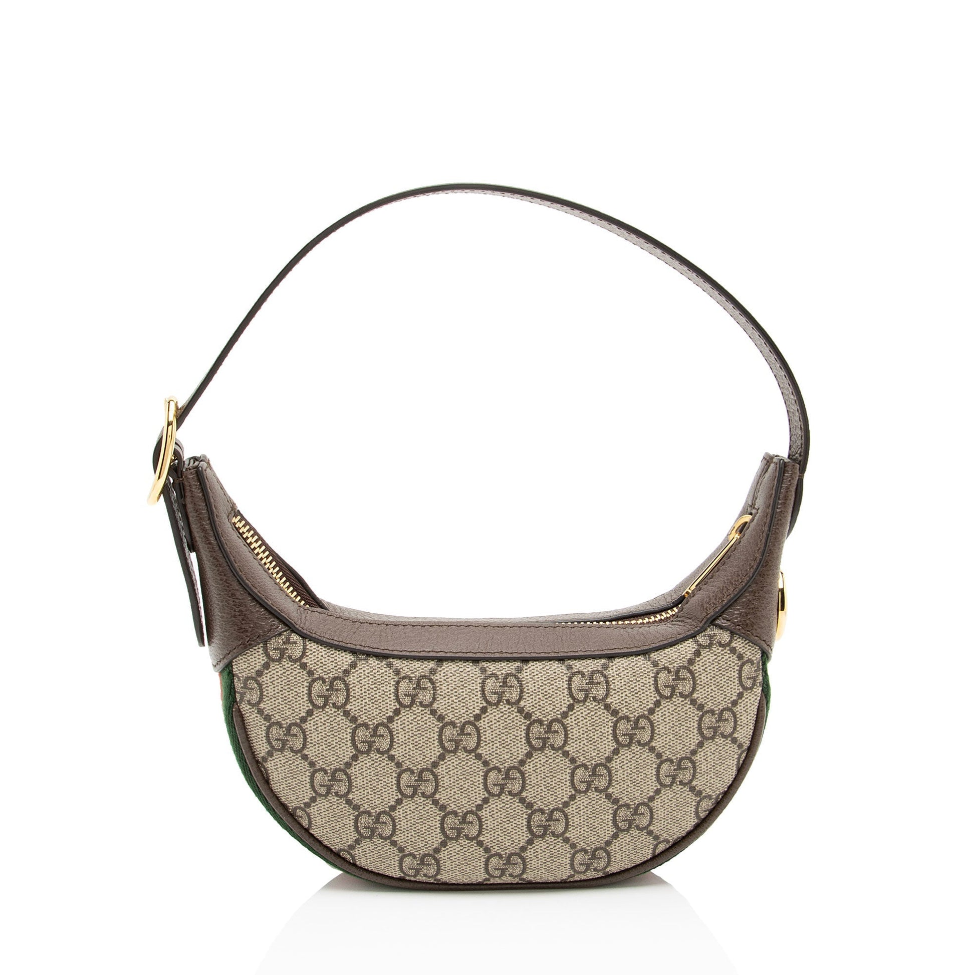 Gucci GG Supreme Web Ophidia Half Leather Canvas Nylon Brown Shoulder Bag