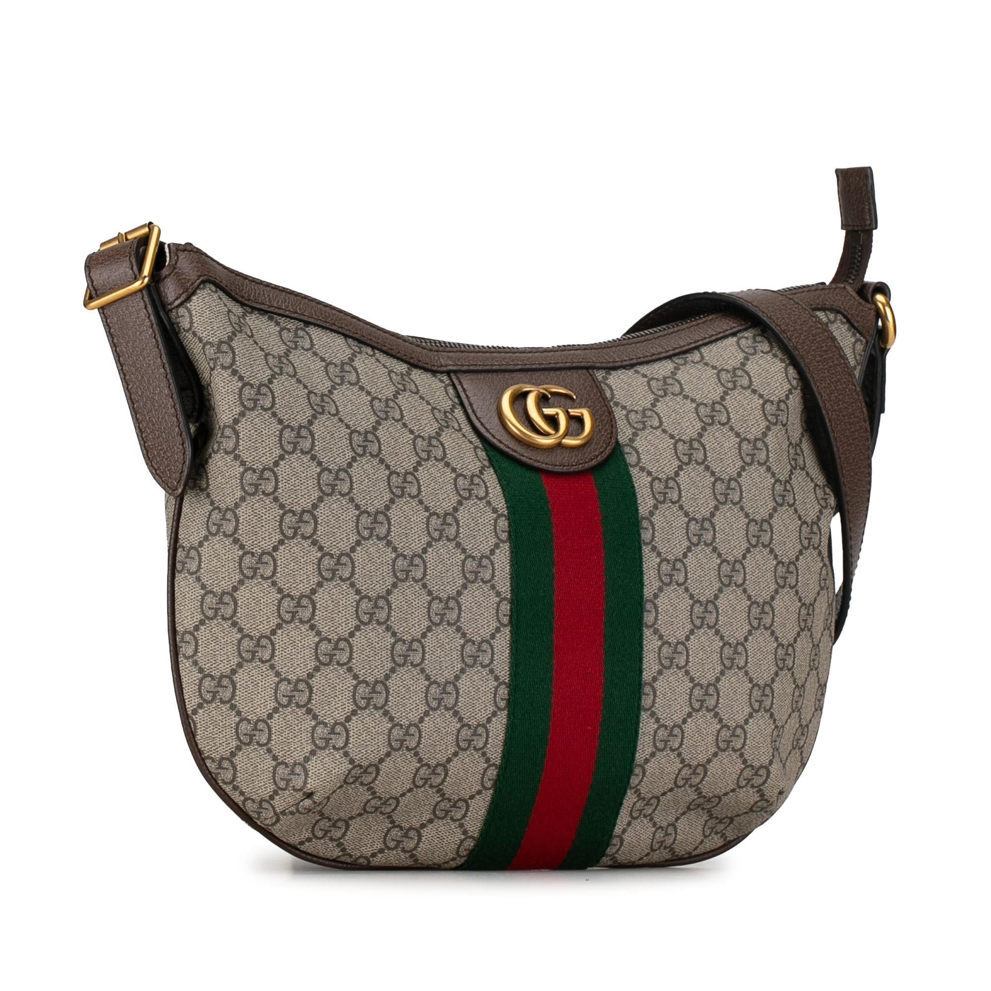 Gucci GG Supreme Web Ophidia Half Canvas Calf Brown Shoulder Bag