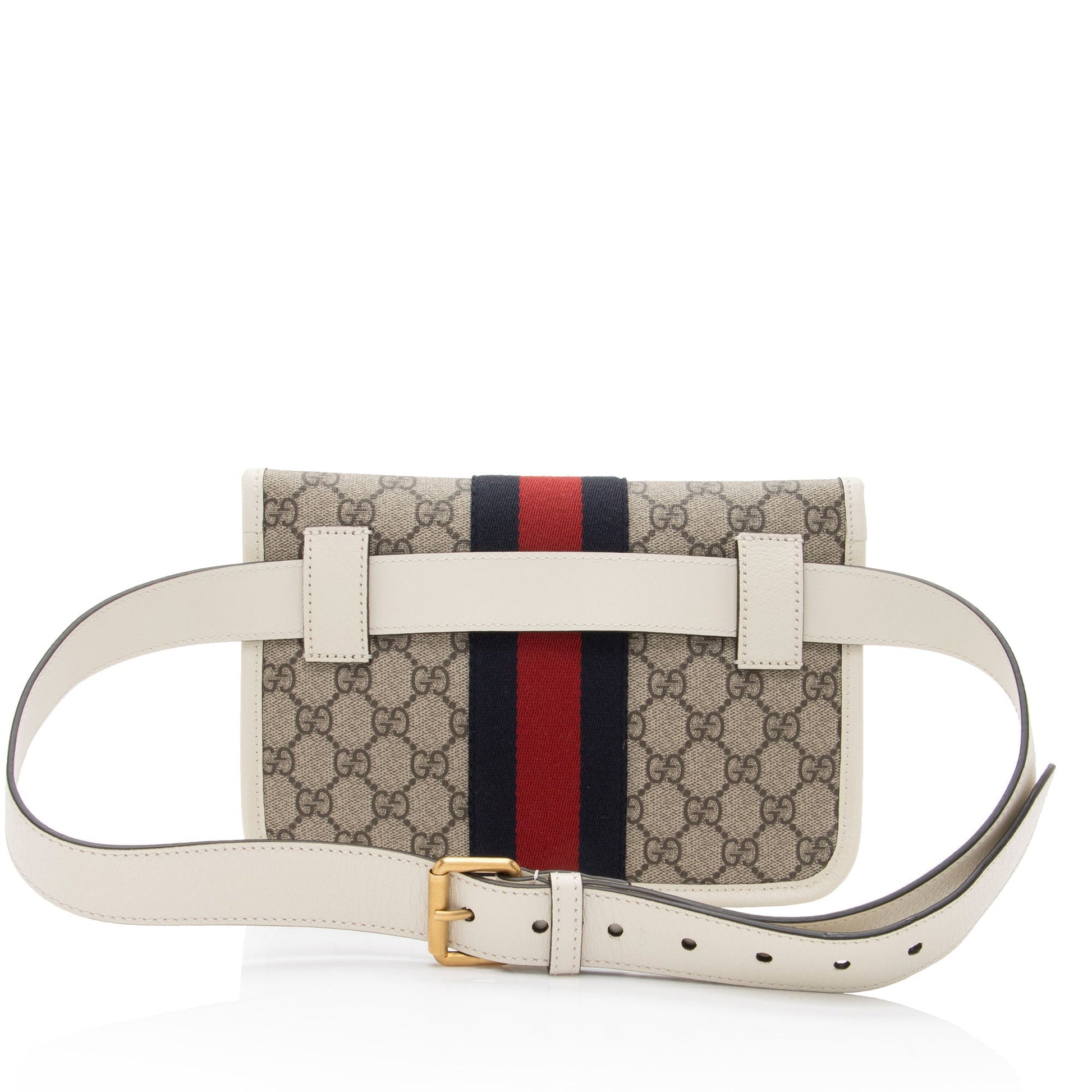 Gucci GG Supreme Web Ophidia Belt Leather Canvas Nylon White Accessory