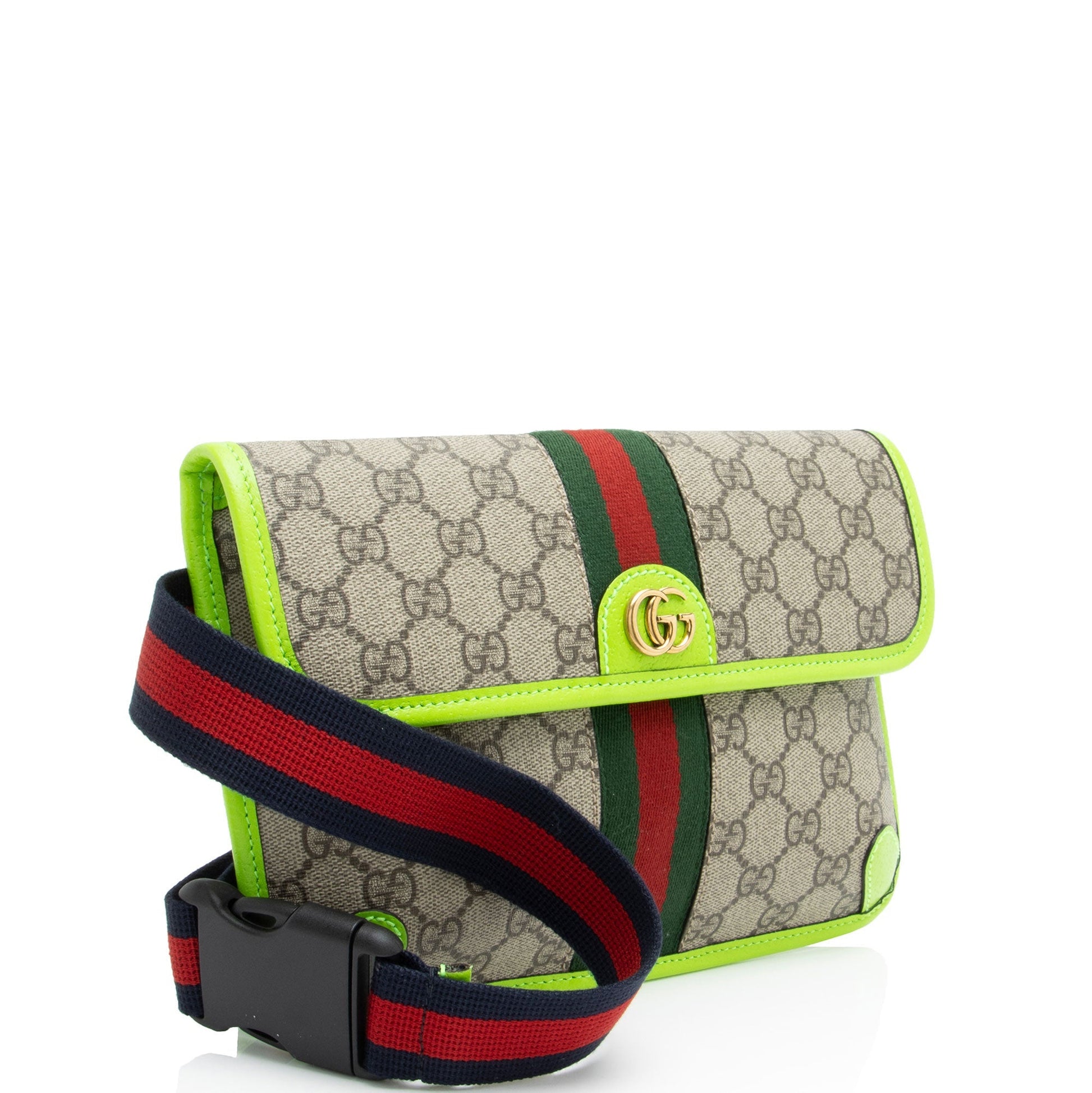 Gucci GG Supreme Web Ophidia Belt Leather Canvas Nylon Beige Accessory