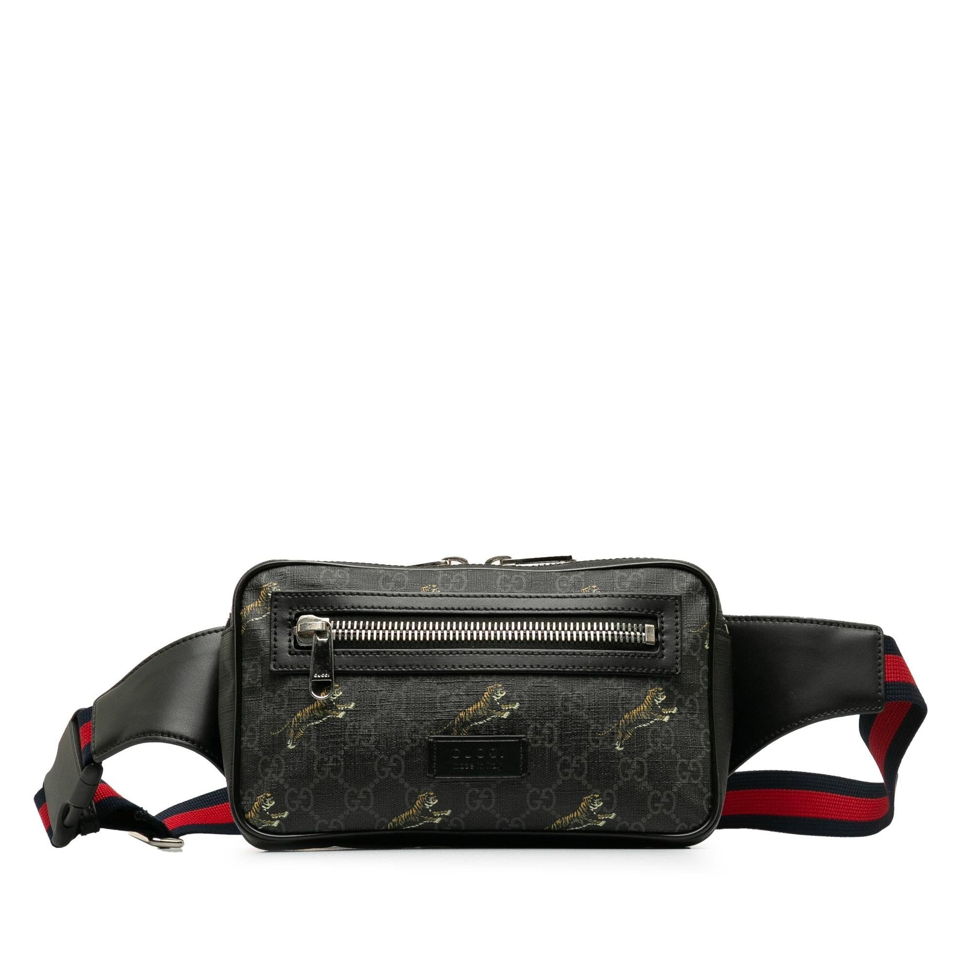 Gucci GG Supreme Web Tiger Belt Canvas Black Accessory