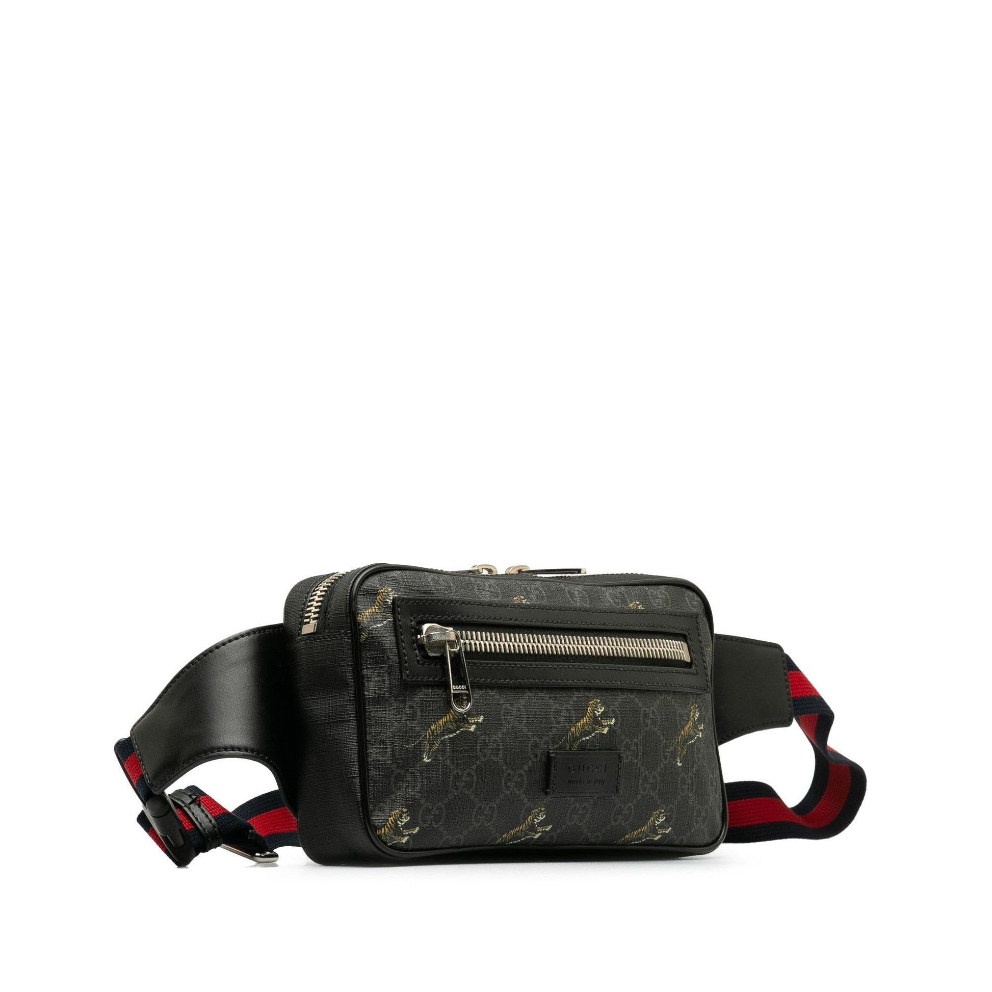 Gucci GG Supreme Web Tiger Belt Canvas Black Accessory