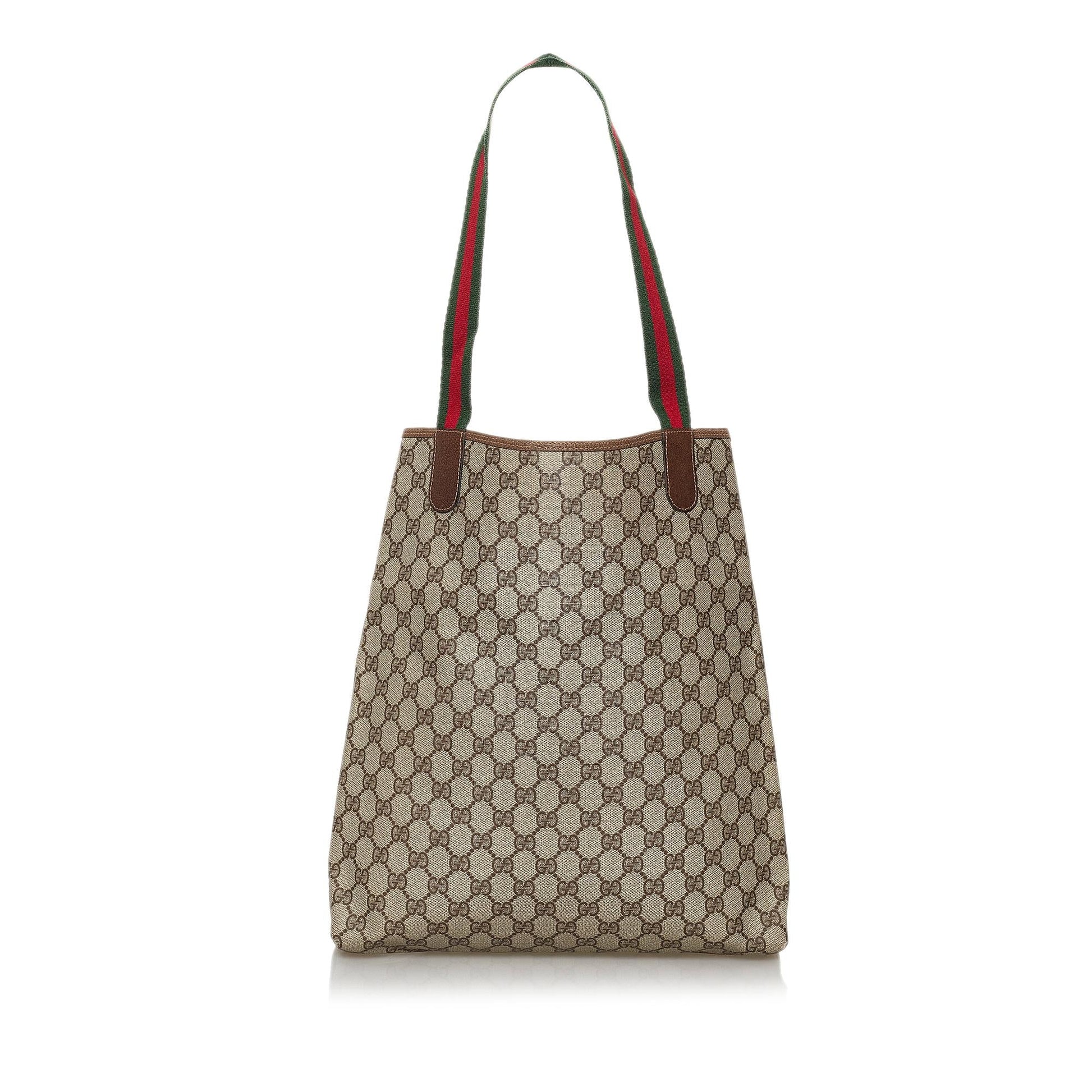 Gucci GG Supreme Web SHG Canvas Brown Tote Bag Bag Shg