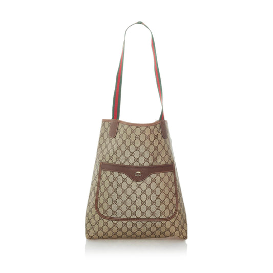 Gucci GG Supreme Web SHG Canvas Brown Tote Bag 3