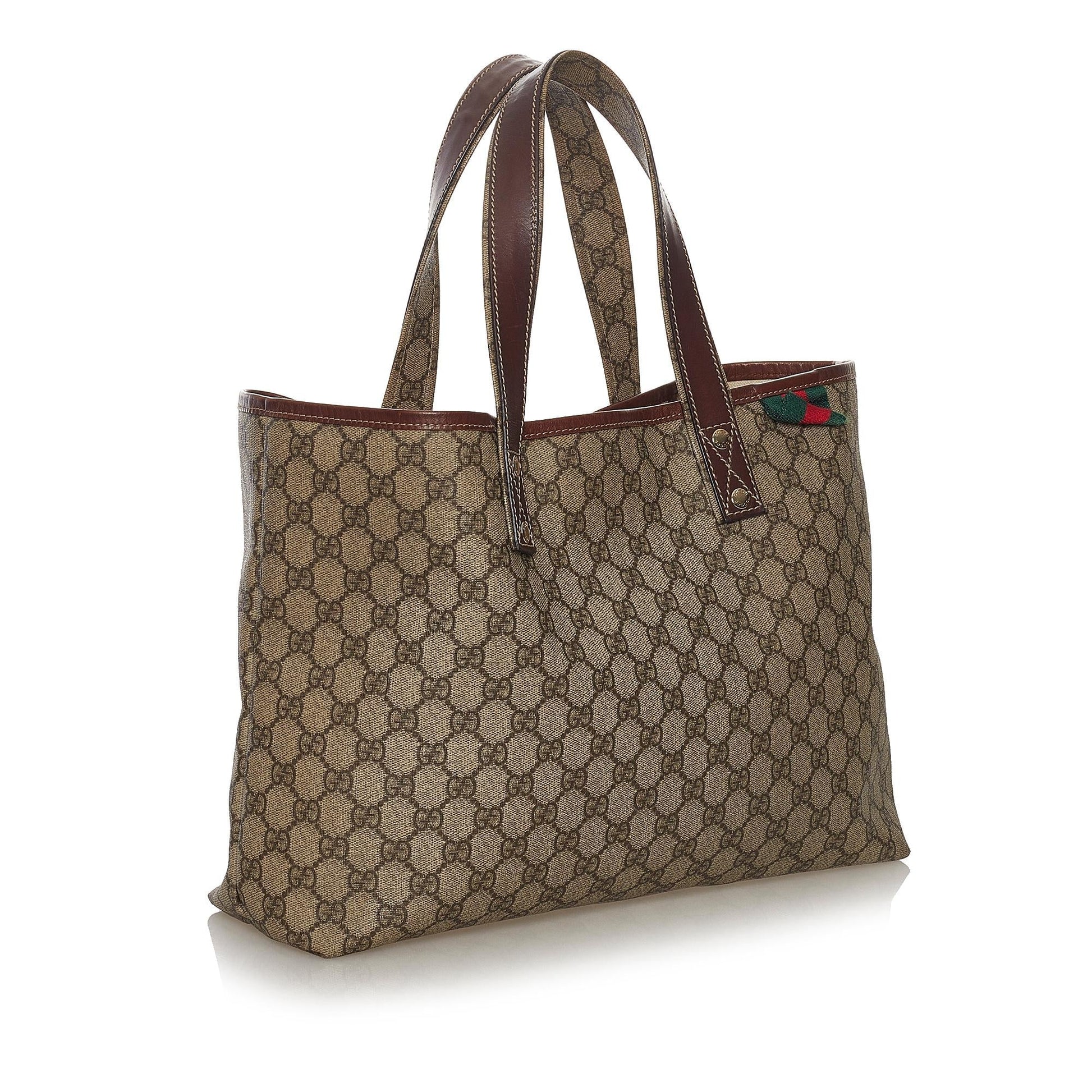 Gucci GG Supreme Web SHG Canvas Brown Tote Bag