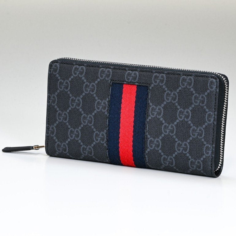 Gucci GG Supreme Web Zip Around Wallet Case