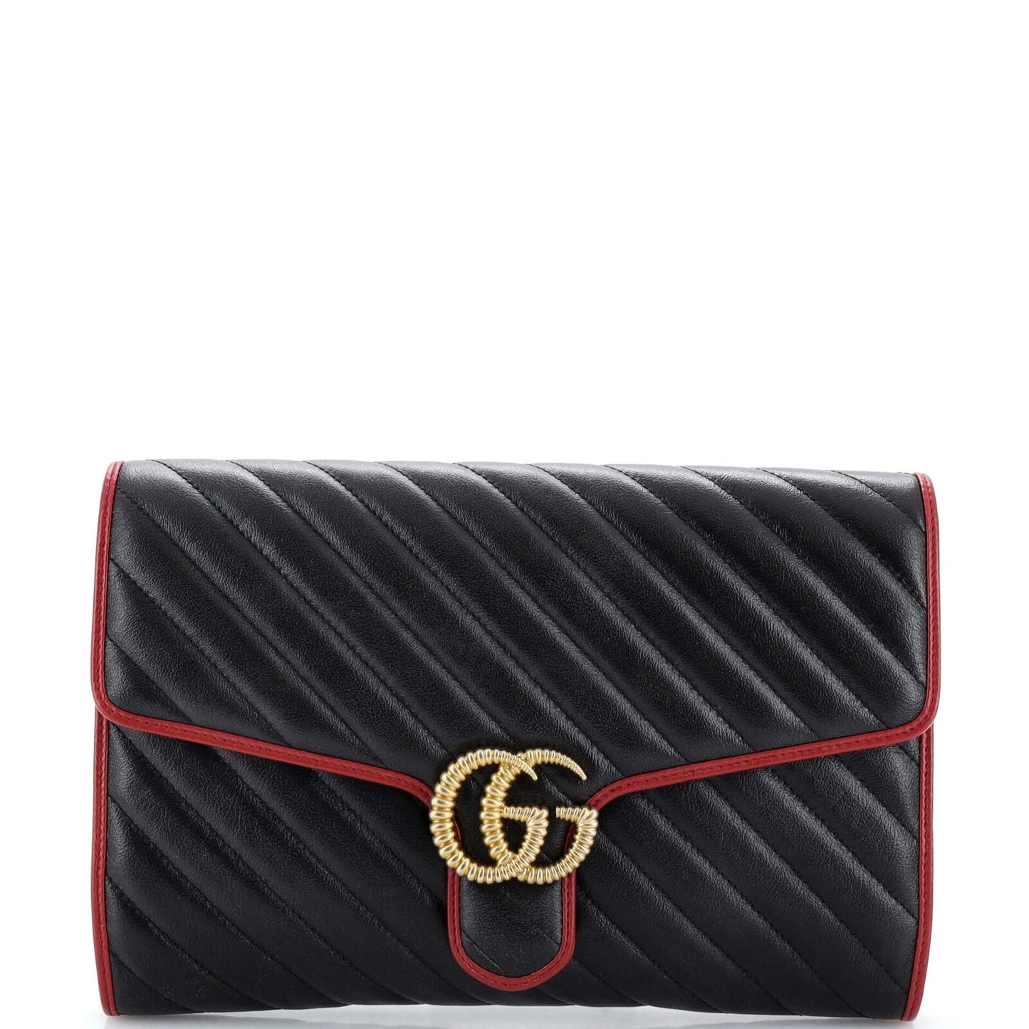 Gucci TORCHON GG MARMONT Matelasse Leather Clutch Bag