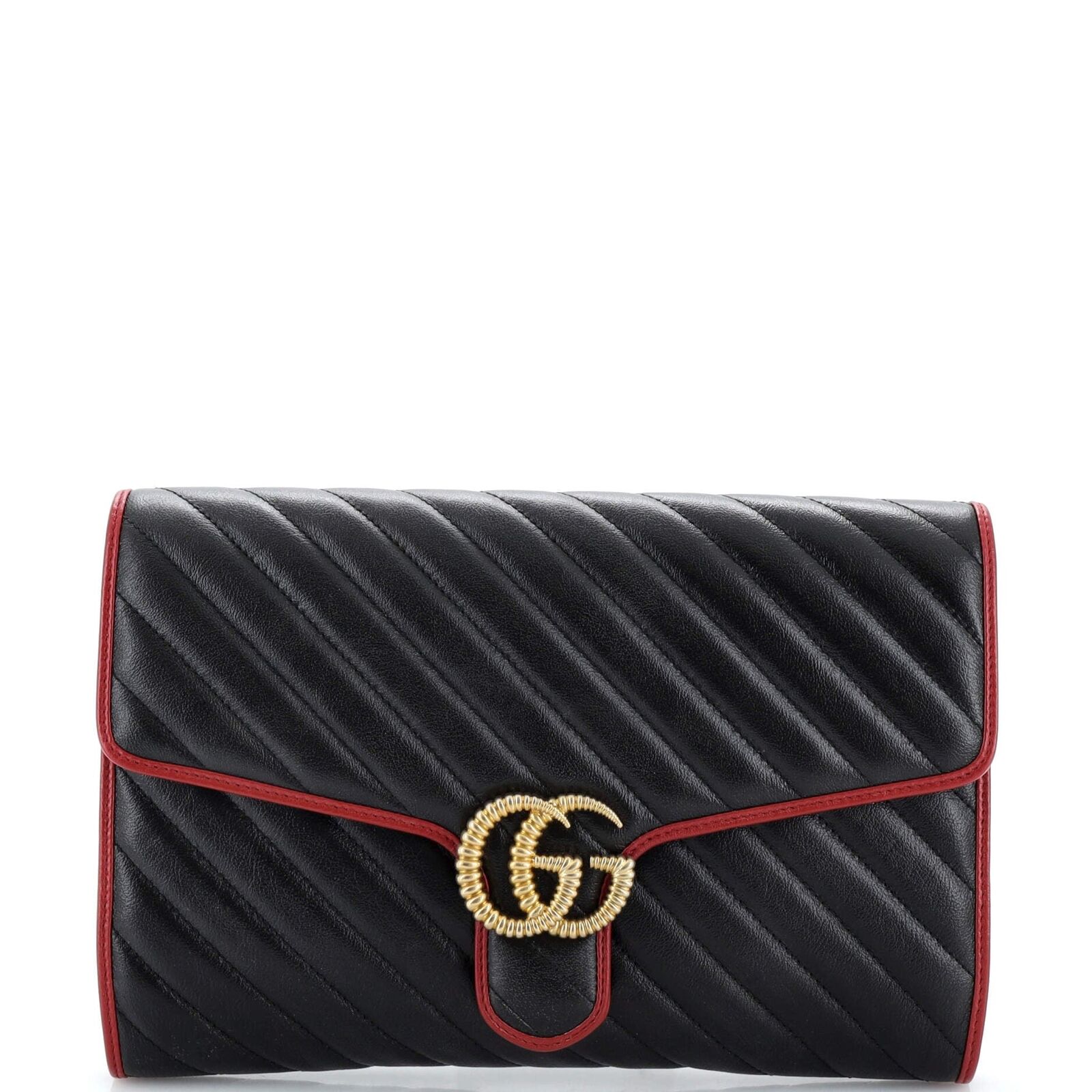 Gucci TORCHON GG MARMONT Matelasse Leather Clutch Bag