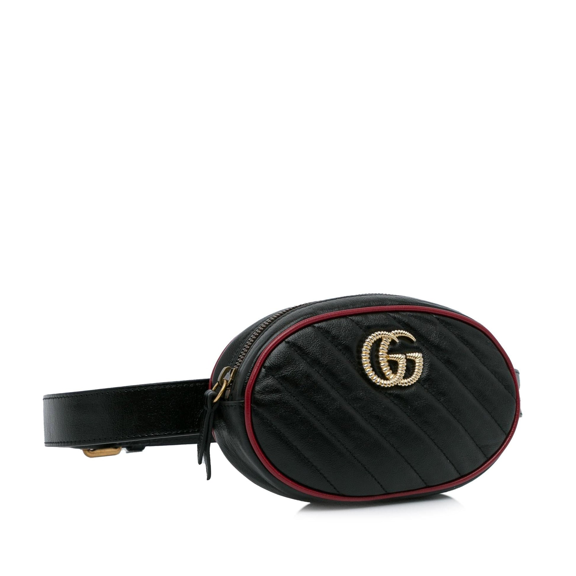 Gucci GG Torchon Marmont Belt SHG-eW1Rqd Matelasse Calf Black Accessory