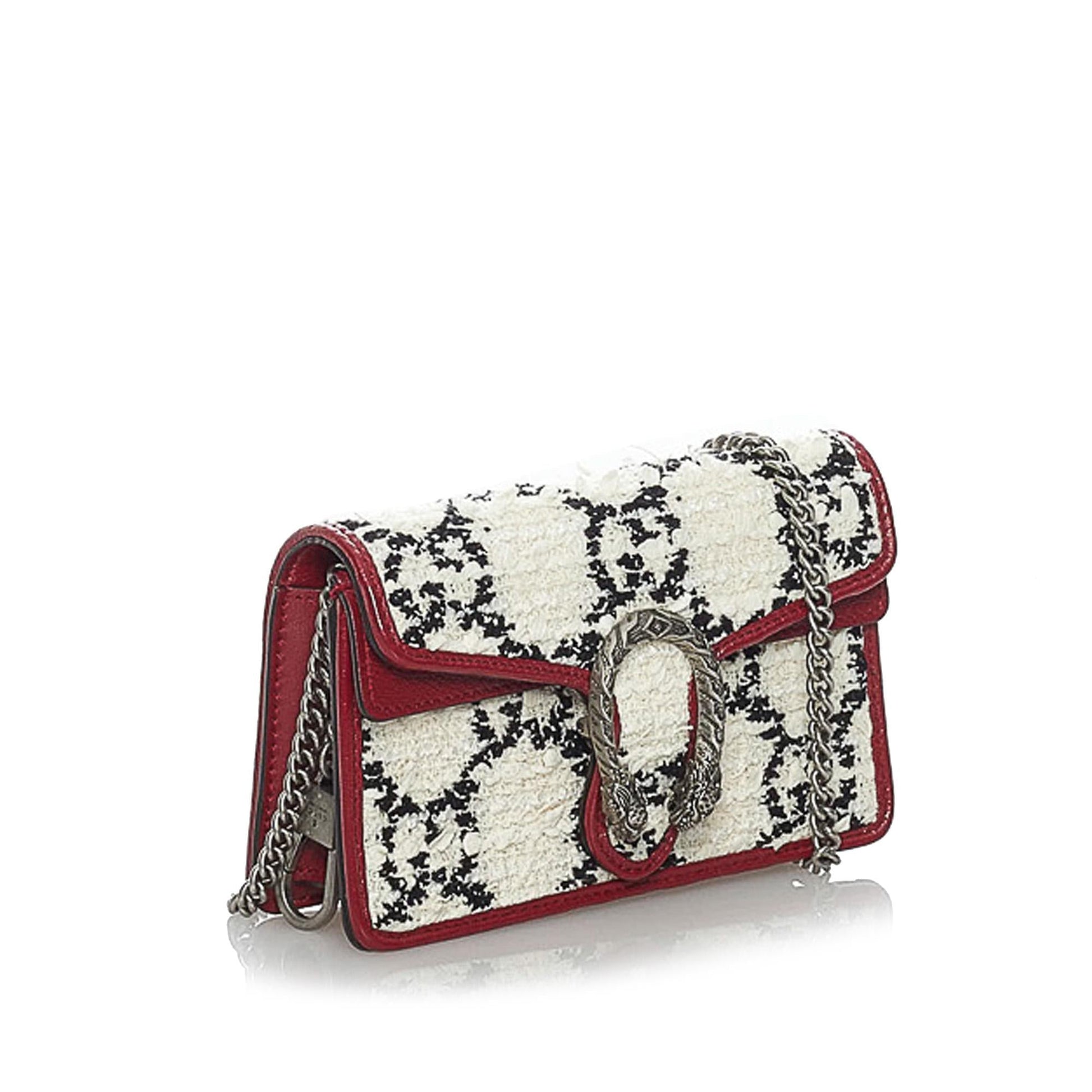 Gucci GG Tweed Dionysus SHG White Red Shoulder Bag