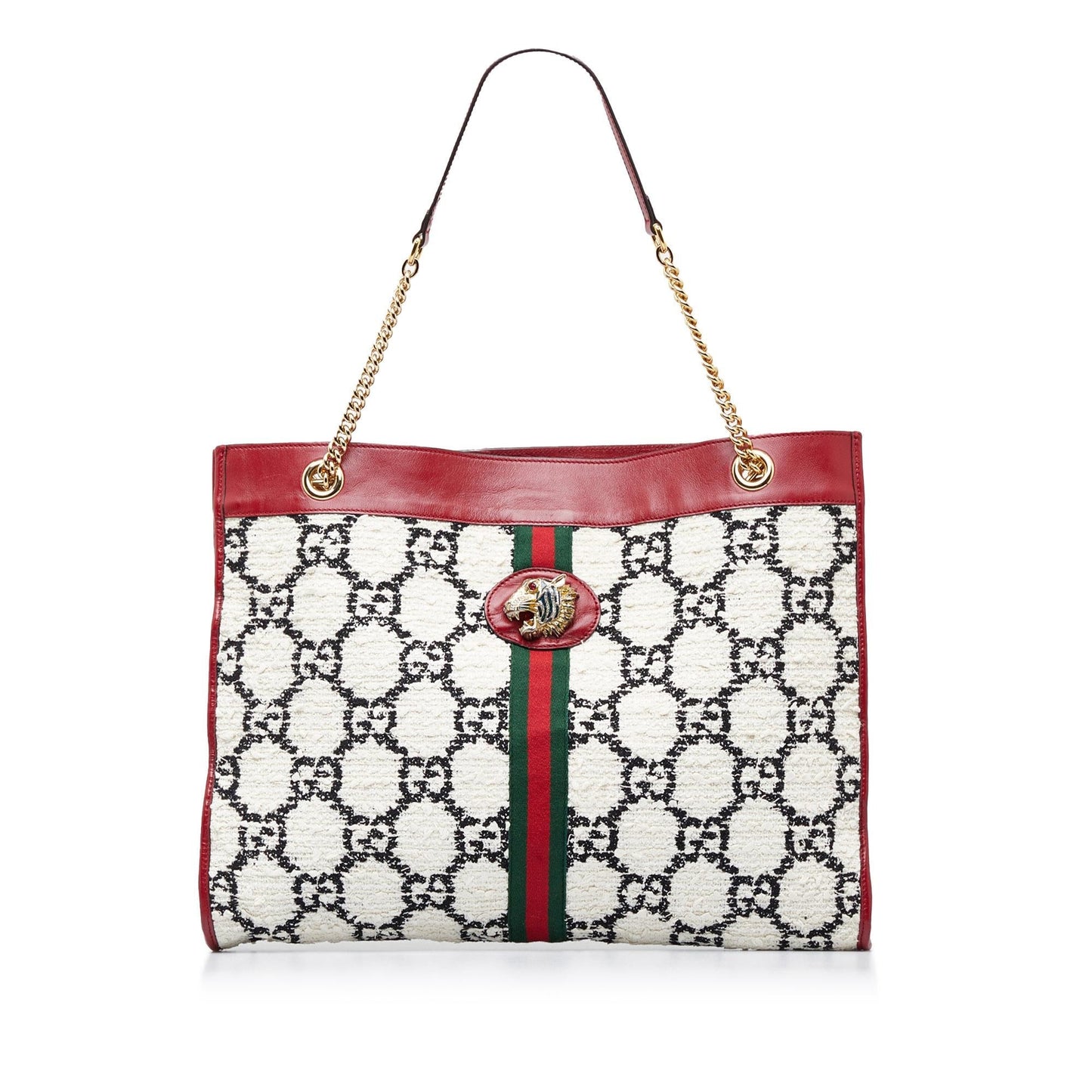 Gucci GG Tweed Rajah Web SHG-P1EybE White Tote Bag