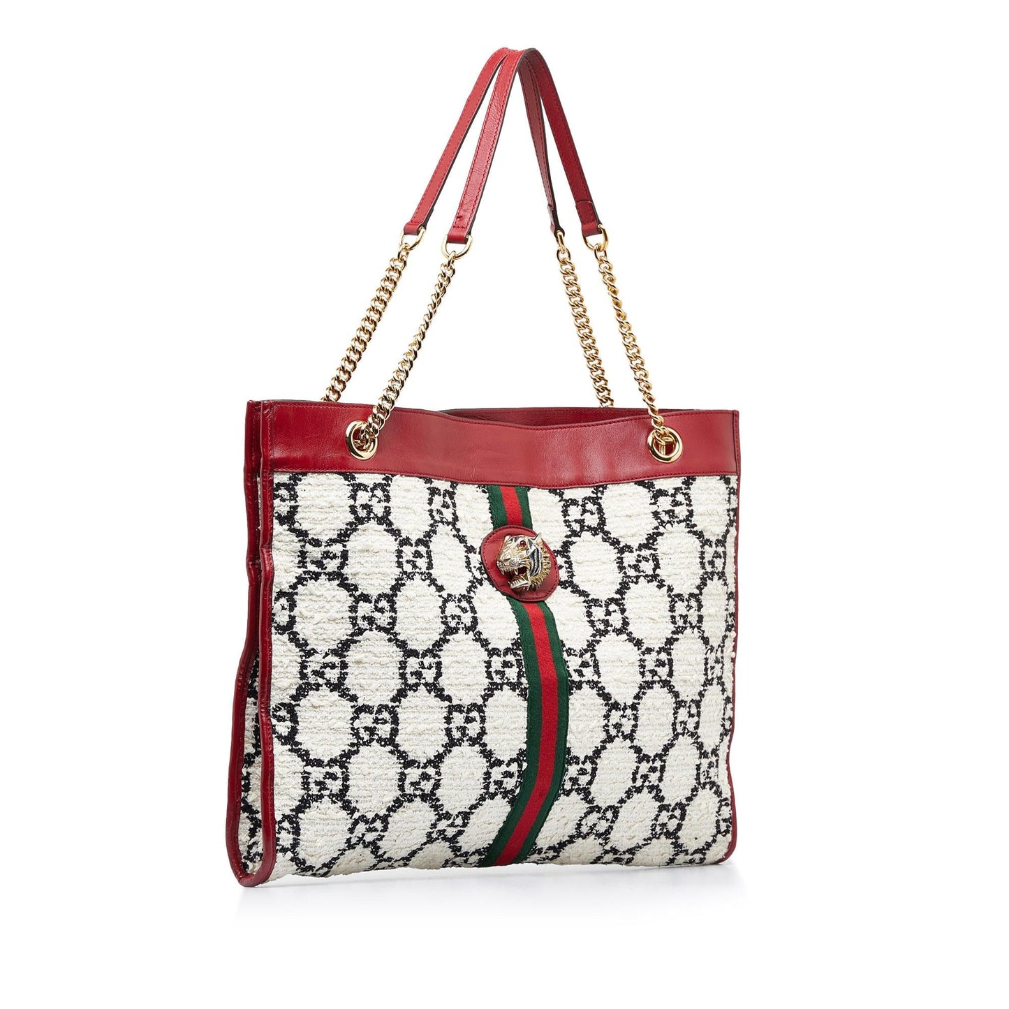 Gucci GG Tweed Rajah Web SHG-P1EybE White Tote Bag