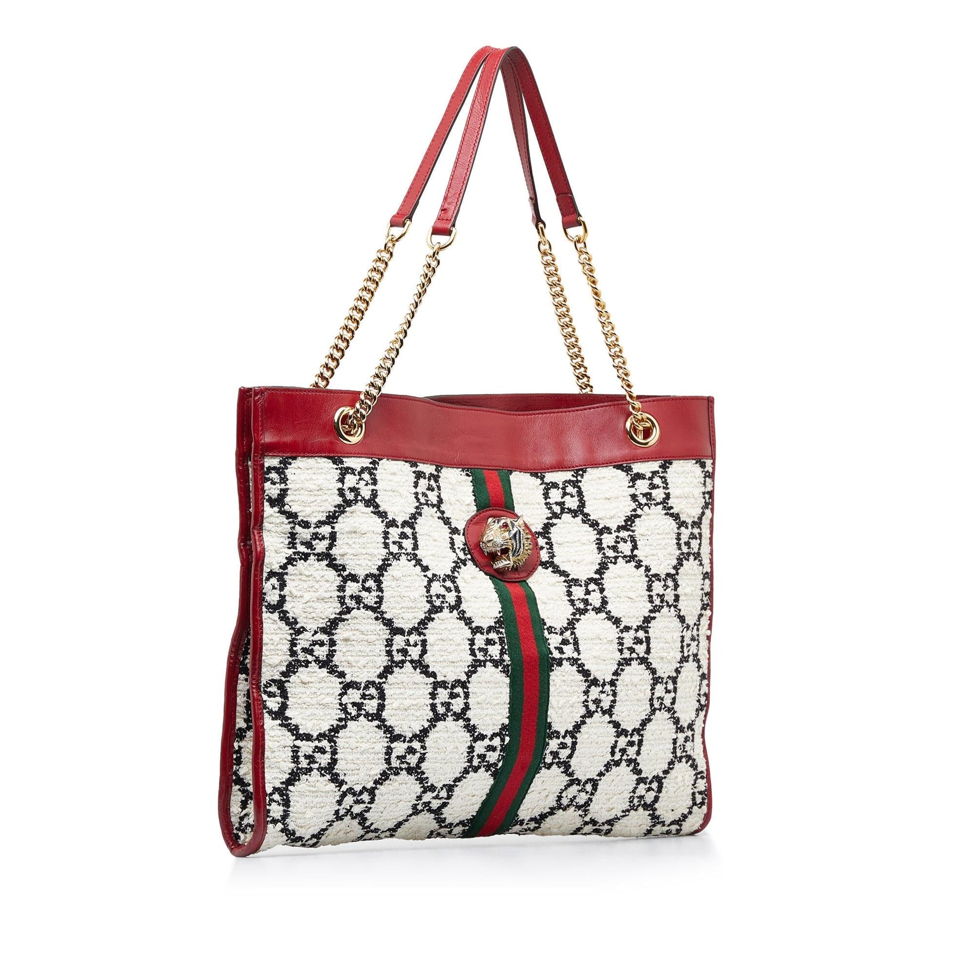 Gucci GG Tweed Rajah Web SHG-P1EybE White Tote Bag