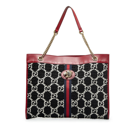 Gucci GG Tweed Rajah Web SHG-skW4za Black Tote Bag