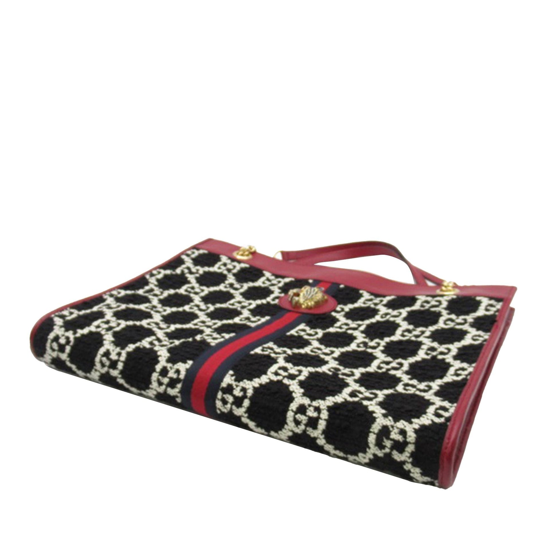 Gucci GG Tweed Rajah Web SHG-VUGhyI Calf Black Tote Bag