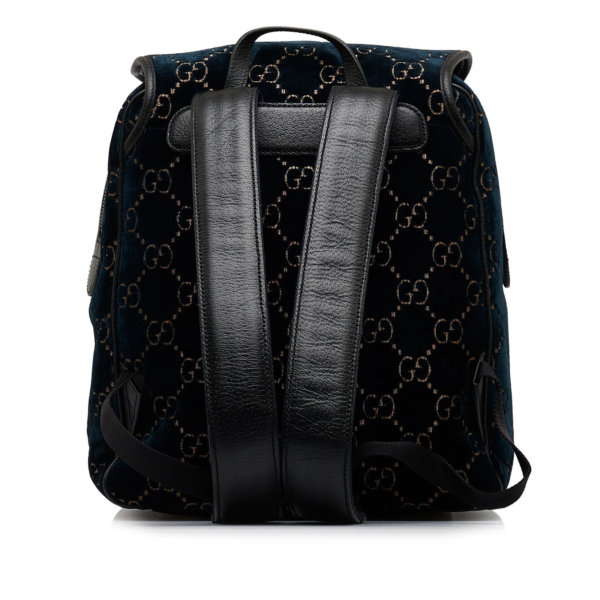 Gucci GG Velvet Double Buckle Backpack Calf Blue