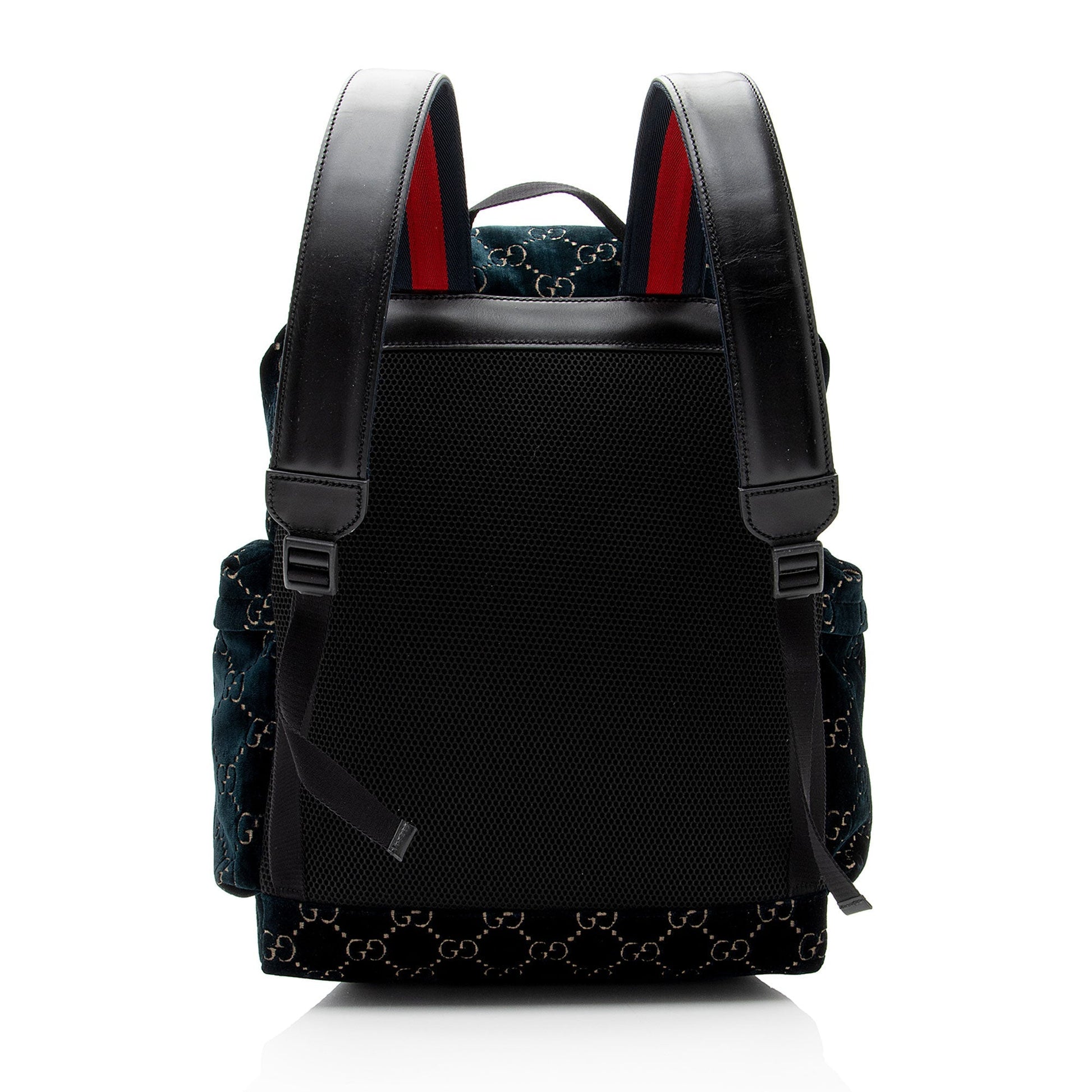 Gucci GG Velvet Flap Backpack SHF-6tMz52 Leather Nylon Black Blue Shoulder Bag