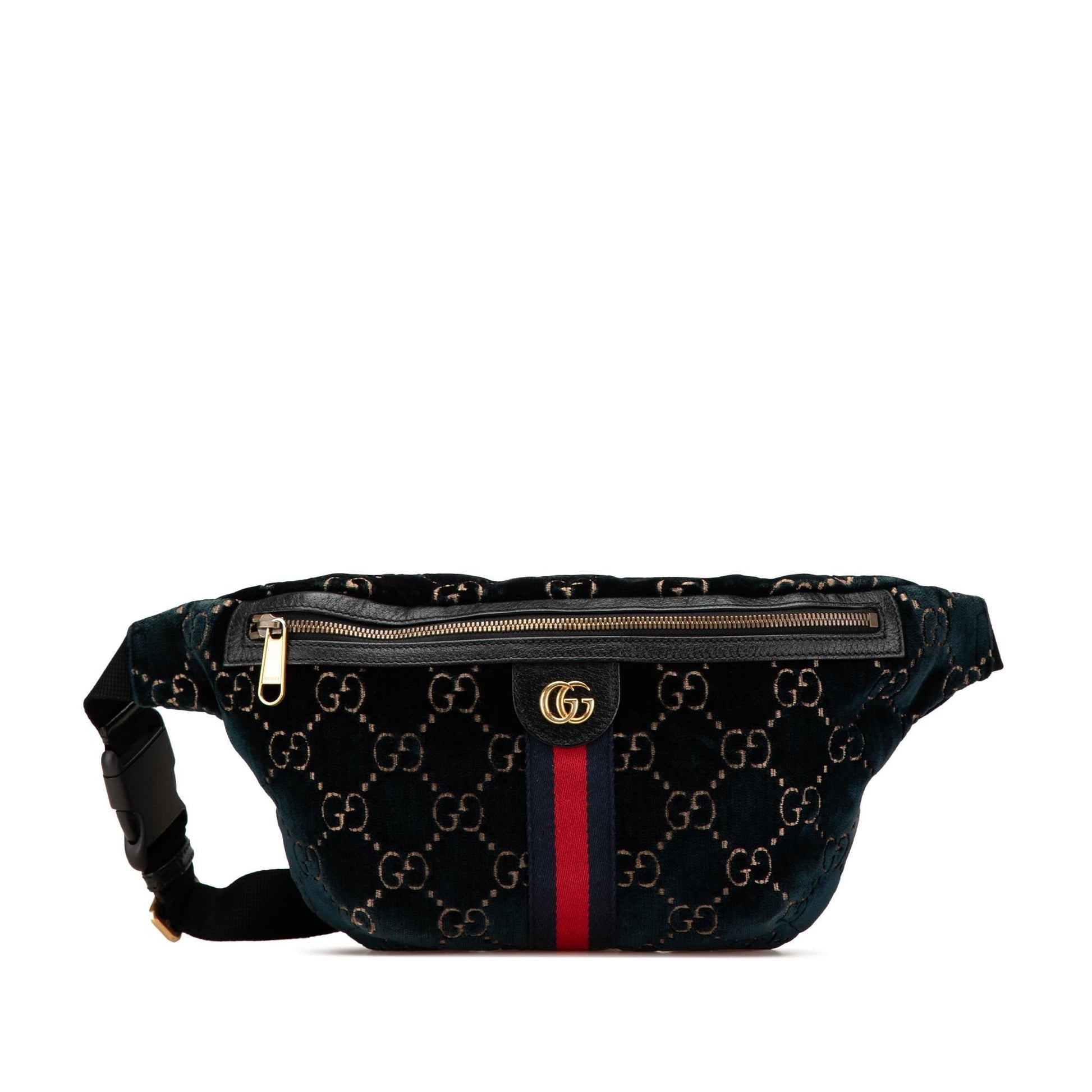 Gucci GG Velvet Ophidia Belt Blue Accessory