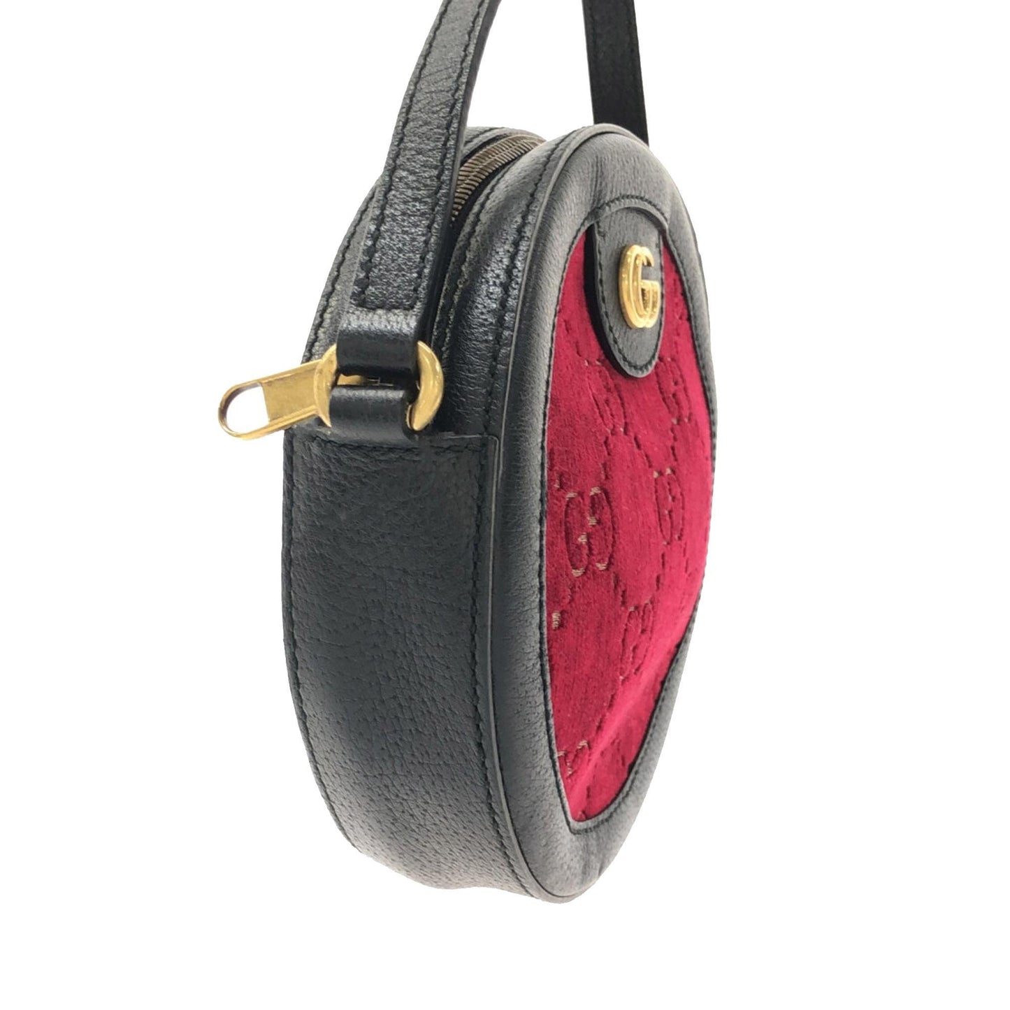 Gucci GG Velvet Ophidia Round SHG-lQpKpo Calf Black Red Crossbody Bag
