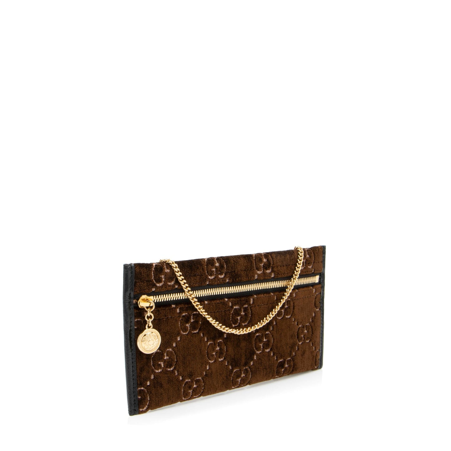 Gucci GG Velvet Pochette SHF-pdlqxM Leather Patent Black Brown Clutch Bag