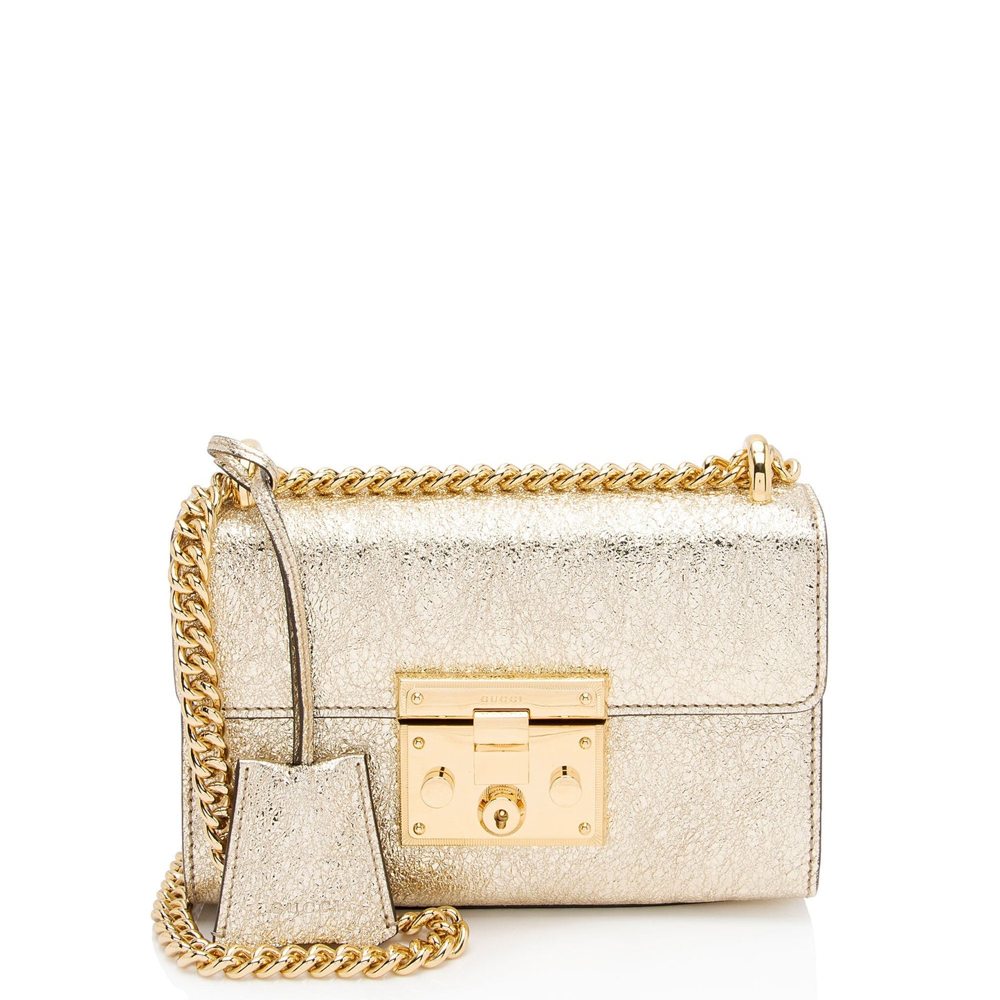 Gucci Galassia Padlock SHF-Tu7mRP Leather Gold Small Crossbody Bag