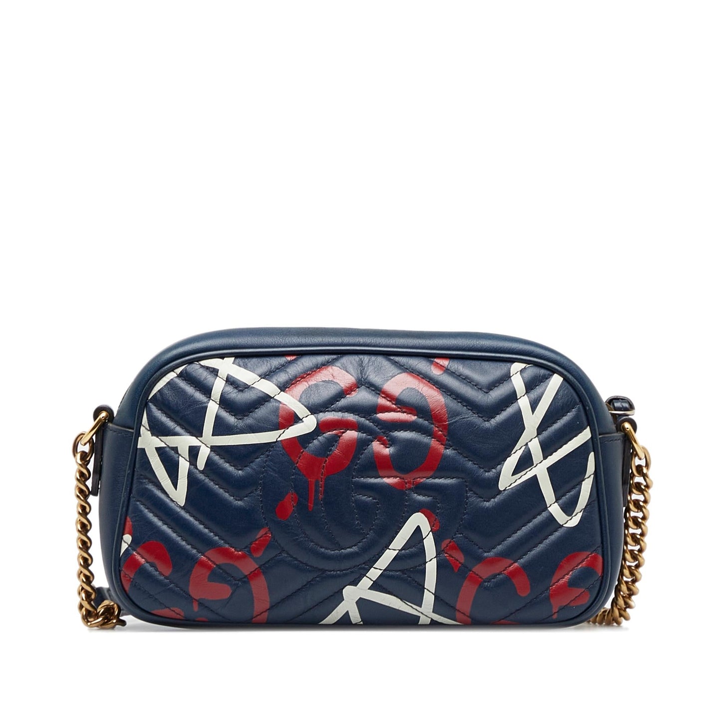 Gucci Gg Marmont Ghost SHG-HLQeUH Matelasse Calf Blue Crossbody Bag