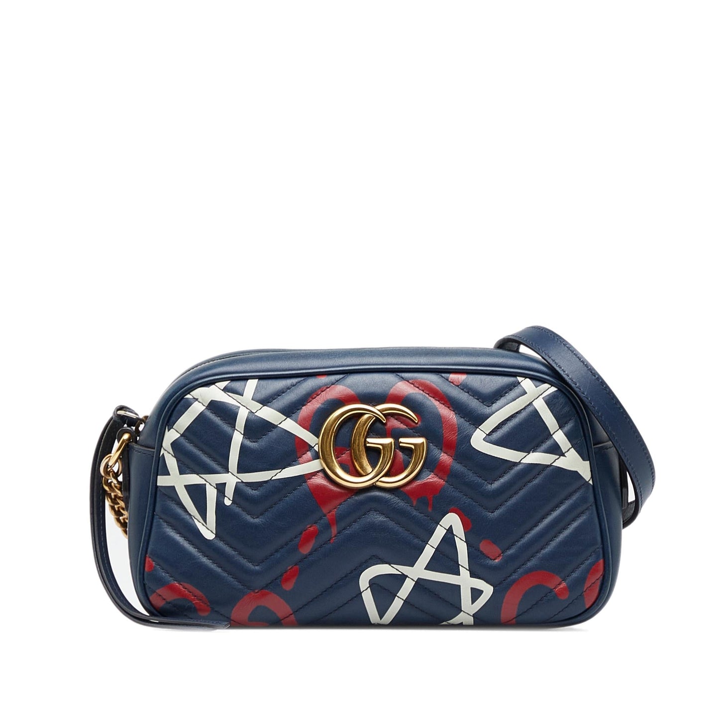 Gucci Gg Marmont Ghost SHG-HLQeUH Matelasse Calf Blue Crossbody Bag