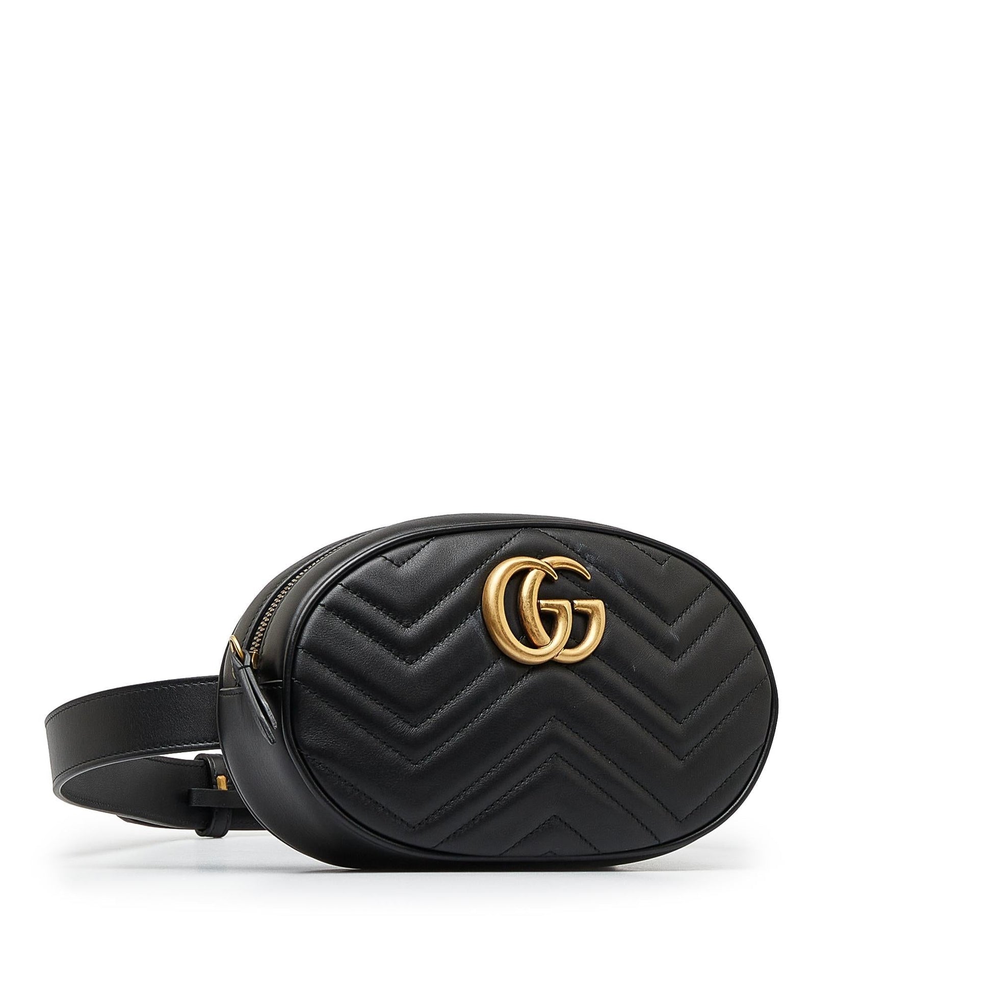 Gucci Gg Marmont Belt SHG-FpHiDN Matelasse Calf Black Accessory
